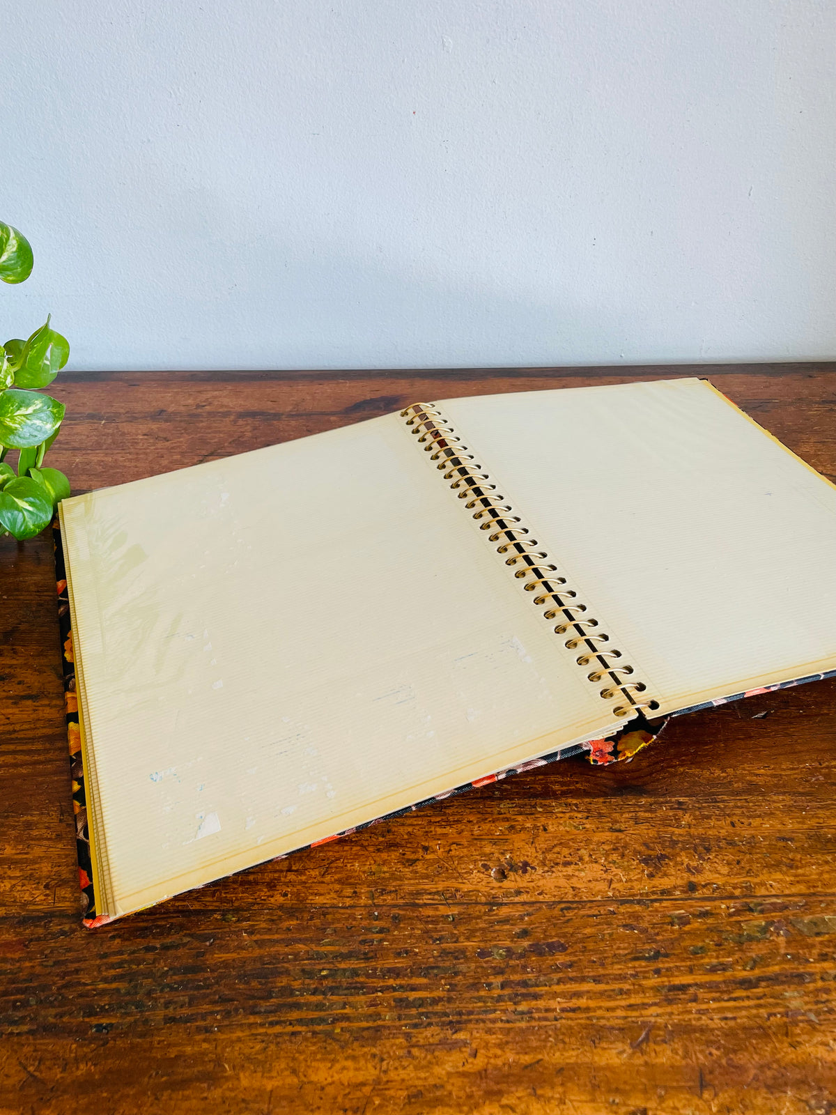 Vintage Groovy Floral Photo Album Scrapbook With Brown, Orange & Yellow Flower Design Fabric Cover