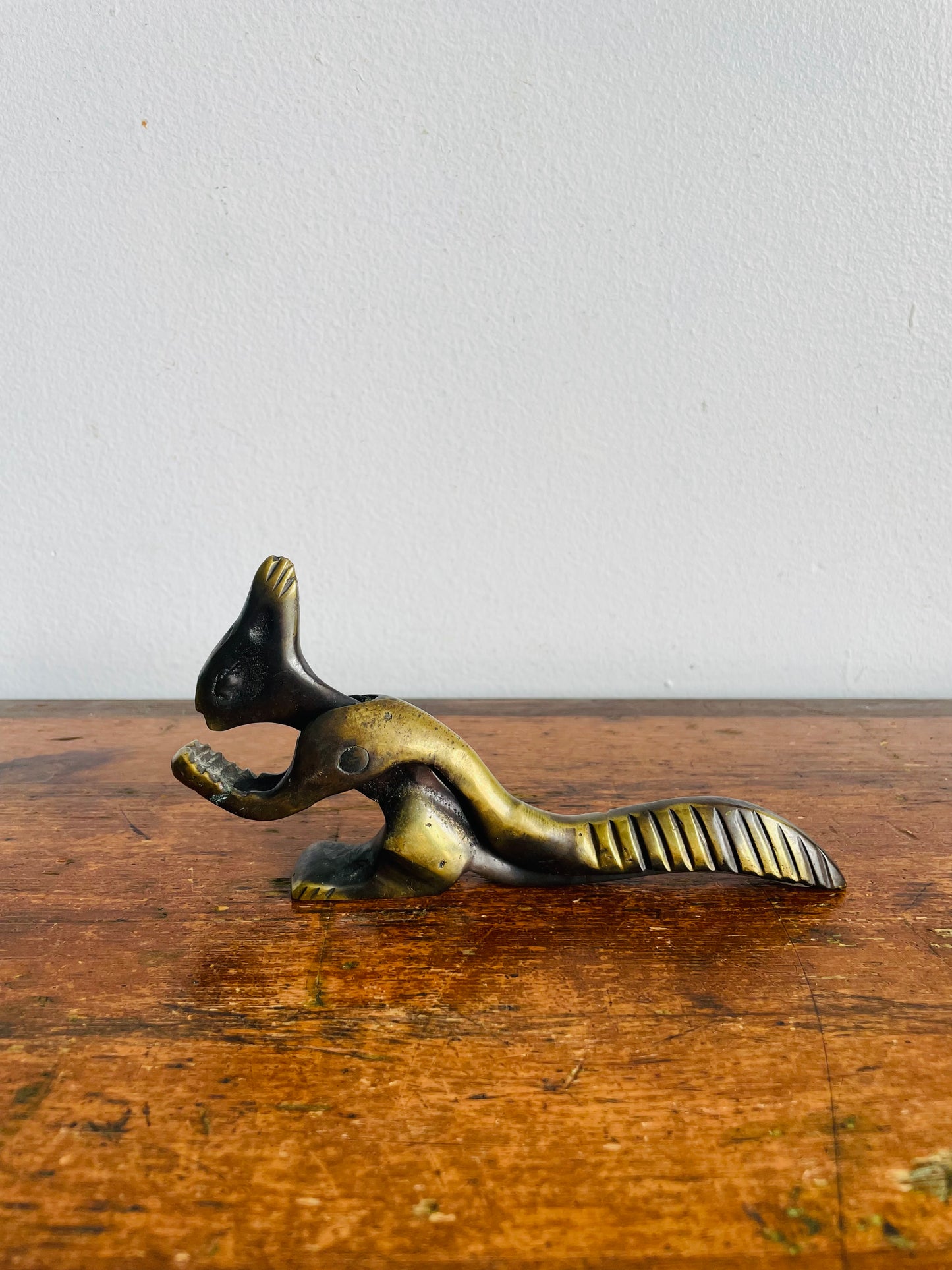 Vintage Solid Brass Squirrel Nutcracker