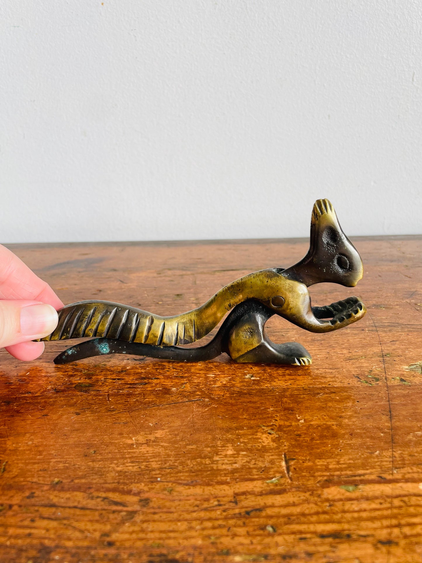 Vintage Solid Brass Squirrel Nutcracker