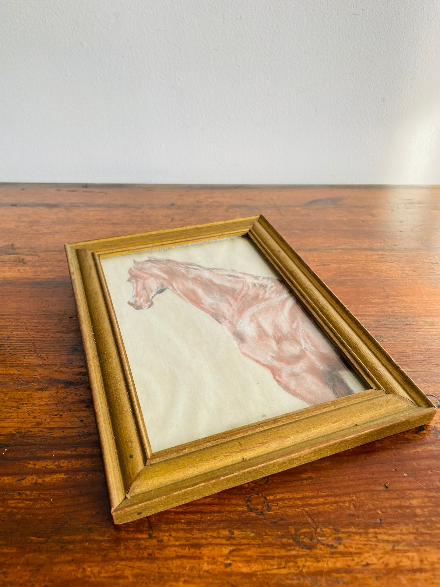 Original Art Framed Pastel Sketch of Horse