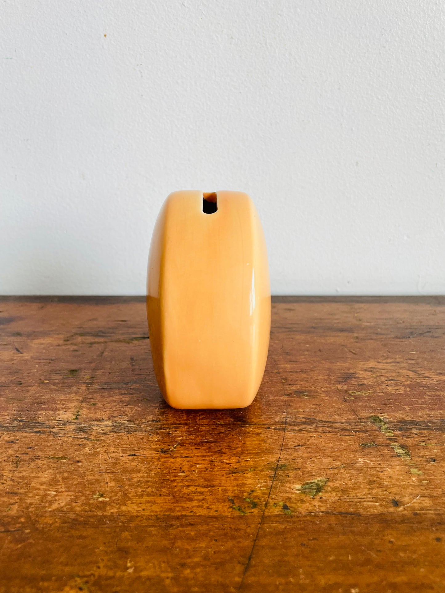 Vintage Pale Orange Smiley Happy Face Money Coin Piggy Bank