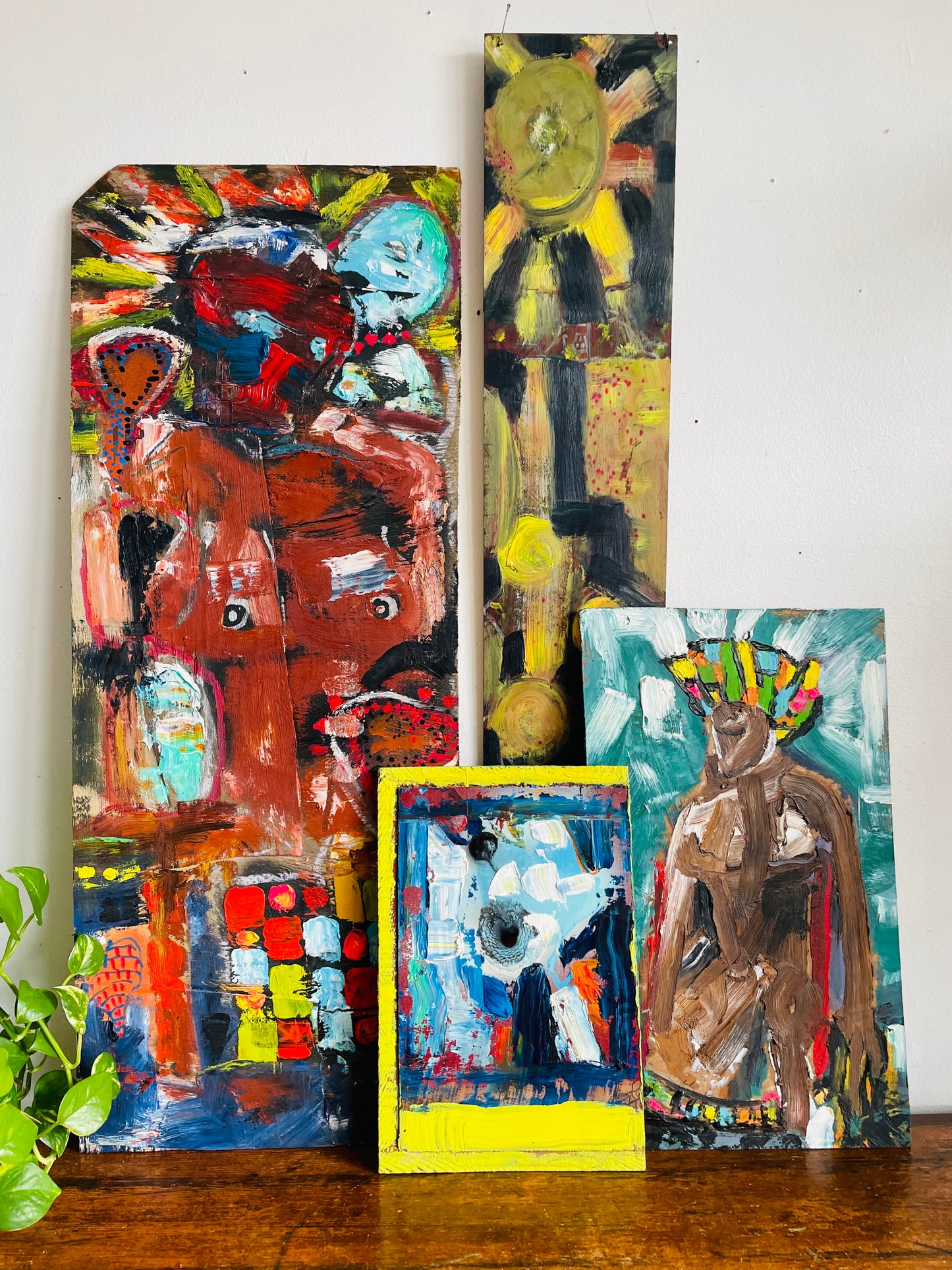 Original Art Colourful Abstract Painting on Masonite Board - Purchased from an Artist's Estate in Fort Erie, ON