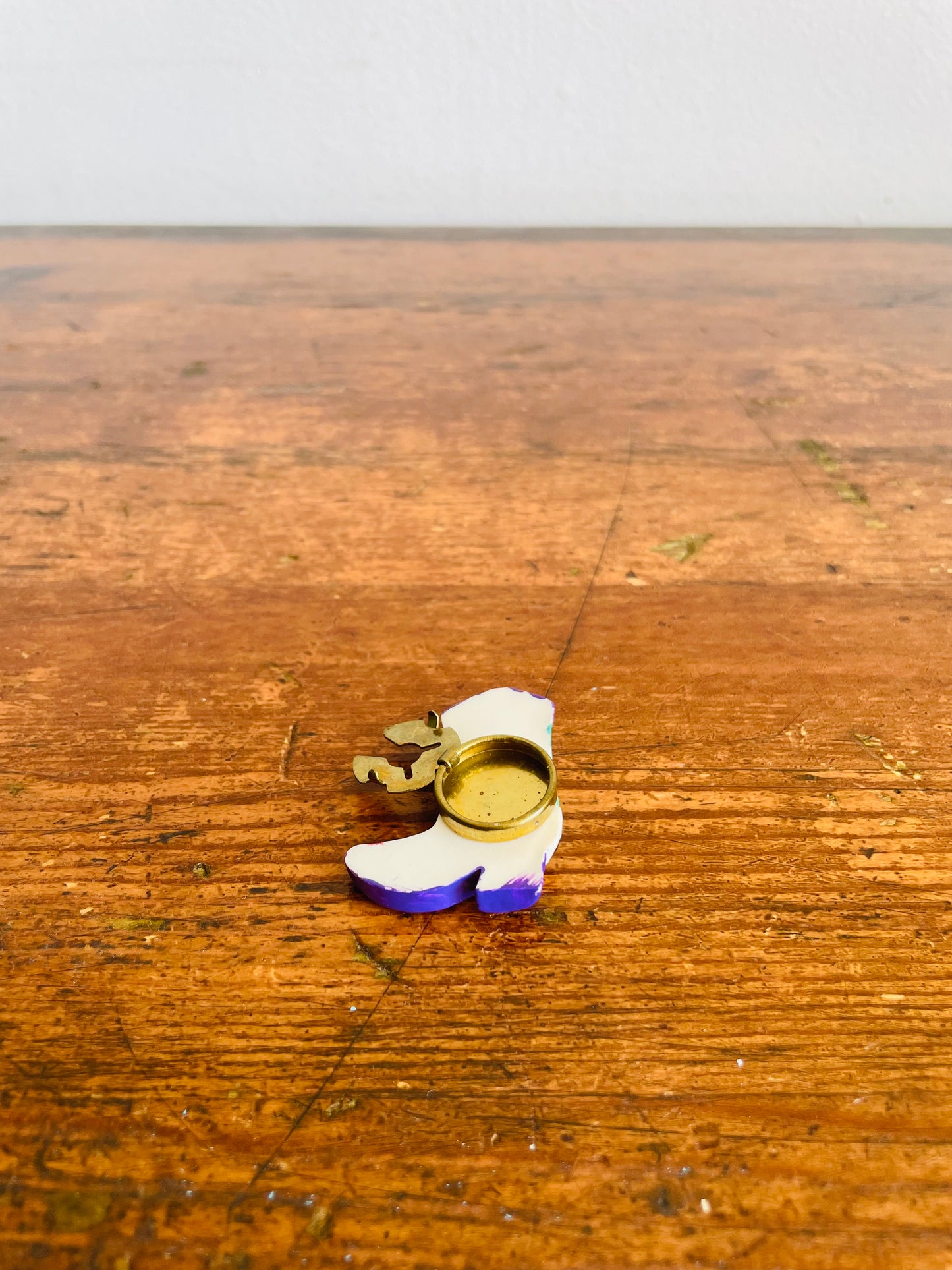 Cowboy Boot Button Cover - Purple & Turquoise - Clip Over Your Button to Add Some Flair!