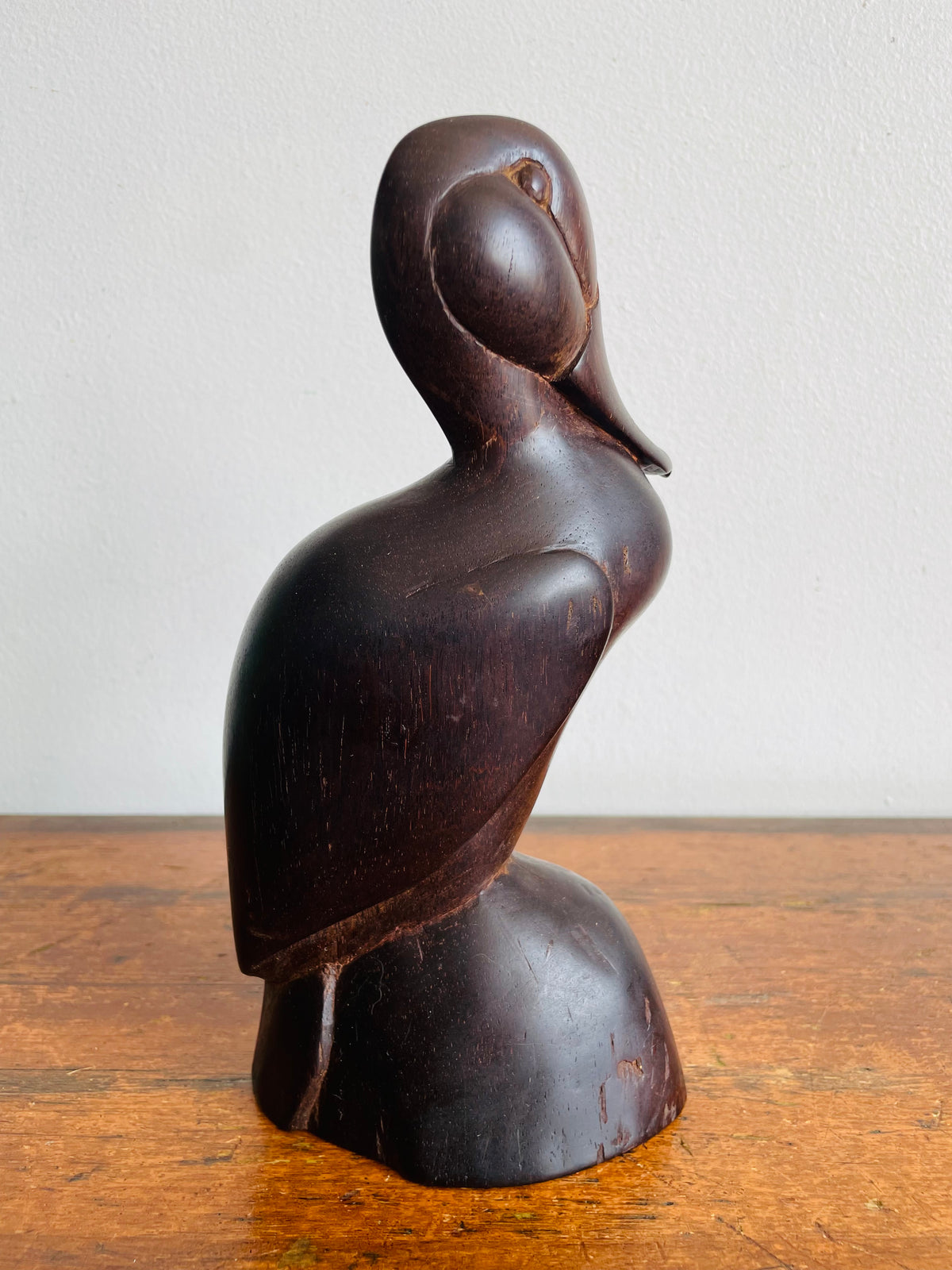 Vintage Hand-Carved Ironwood Duck Statue Figurine