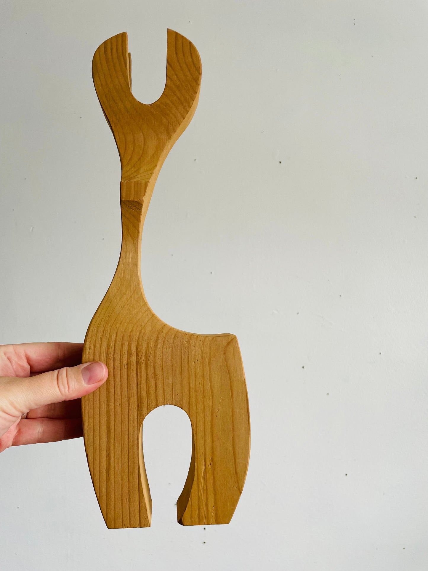 Vintage Mid-Century Modernist-Style Carved Wood Reindeer Sculptures - Set of 3