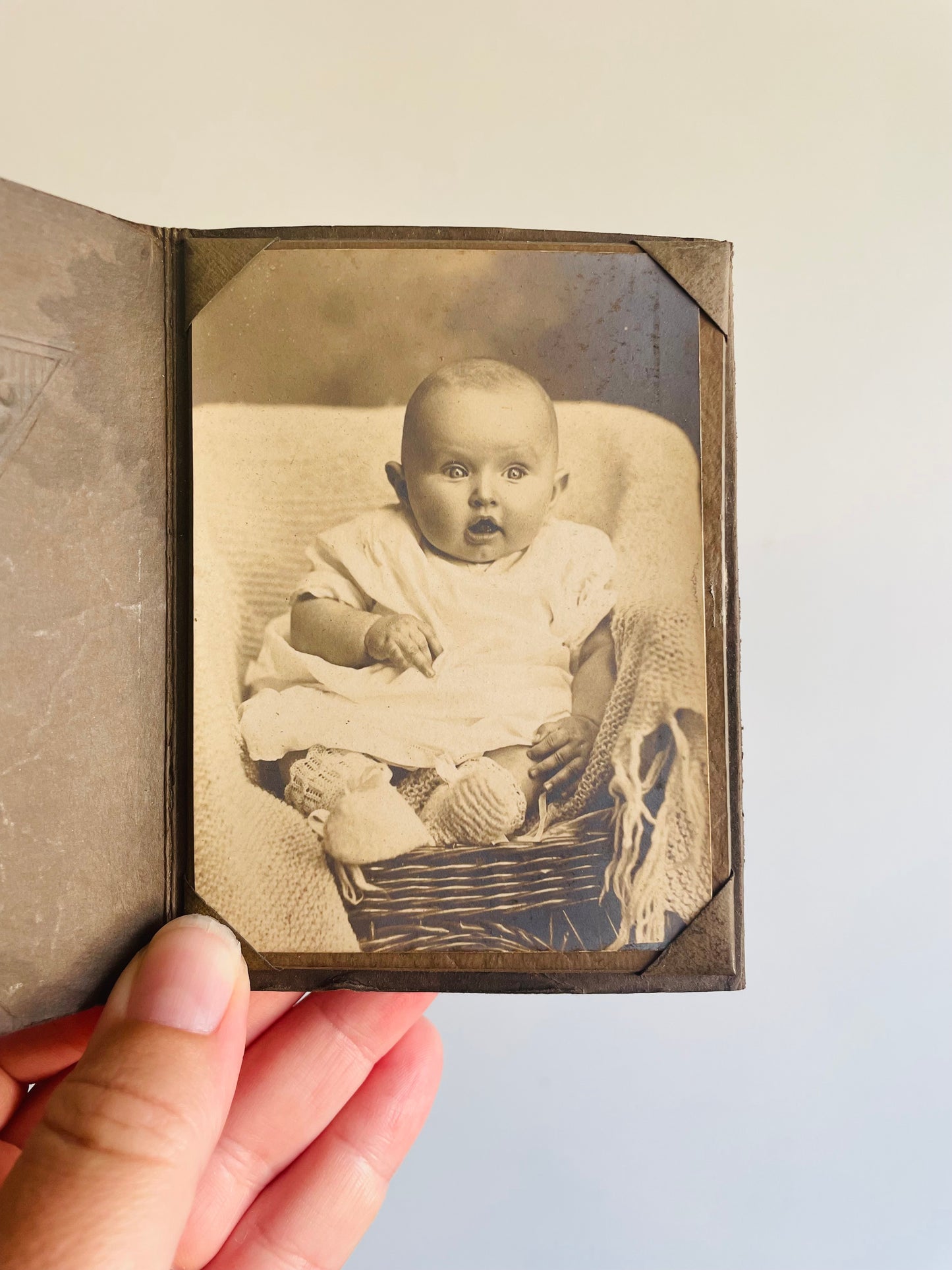 Antique Portrait Picture of Baby in Cardboard Folder