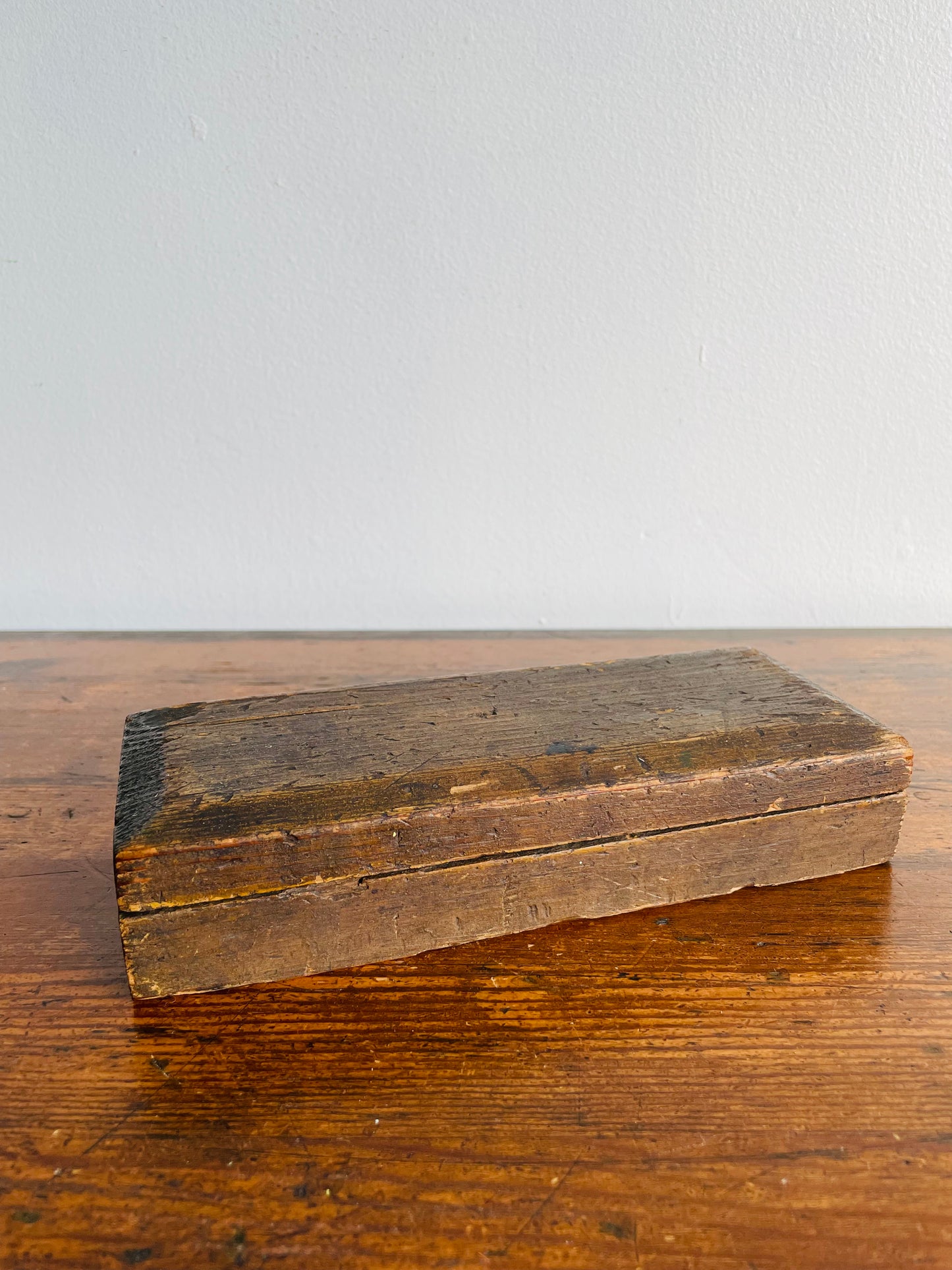 Antique Sharpening Stone Built Into Wood Box with Lid