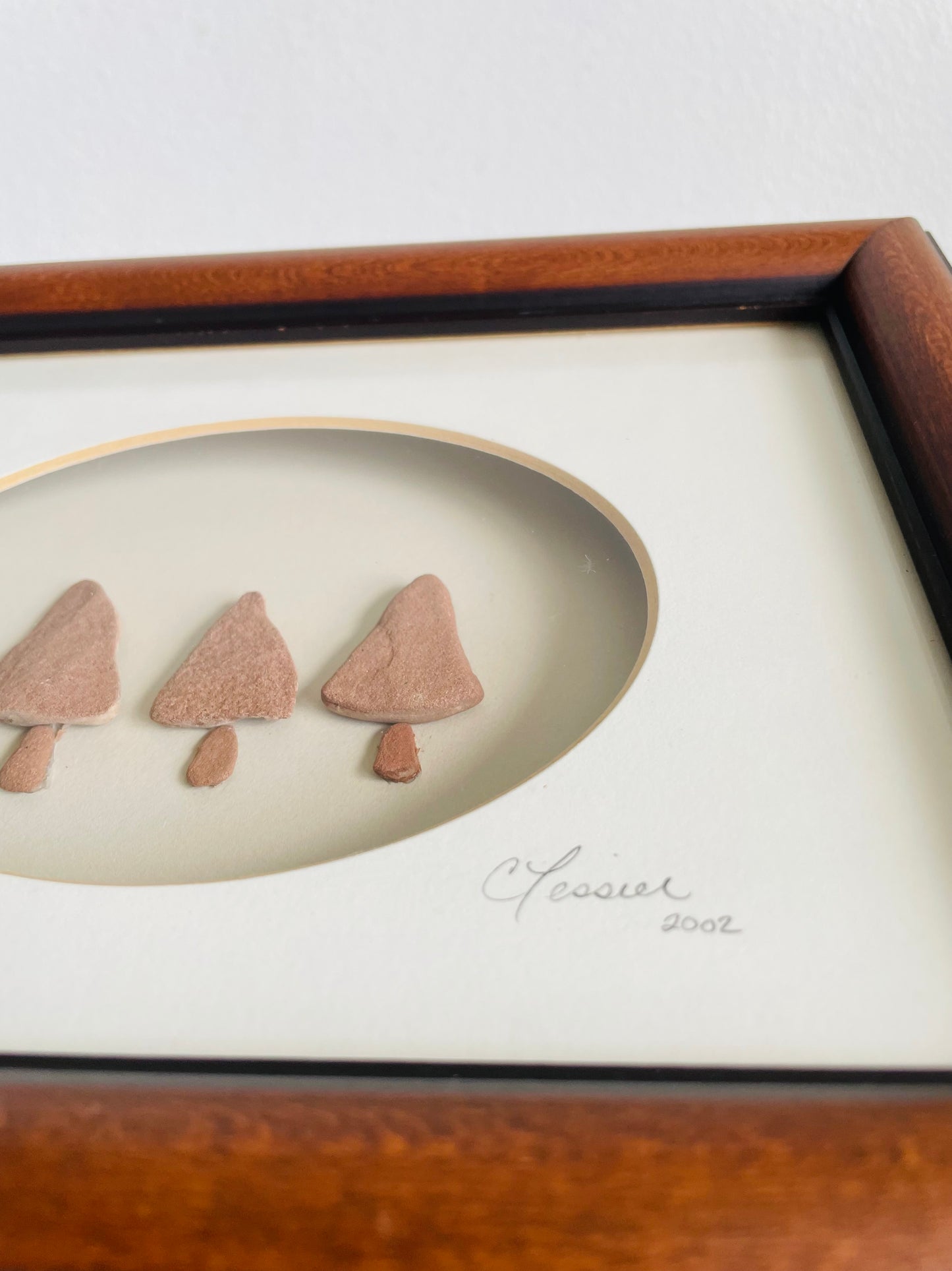 Vintage Shadowbox Framed Sandstone Rocks - Nature Art from Prince Edward Island - Three Oaks - Artist Signed Crystal Tessier 2002 - Picture #5