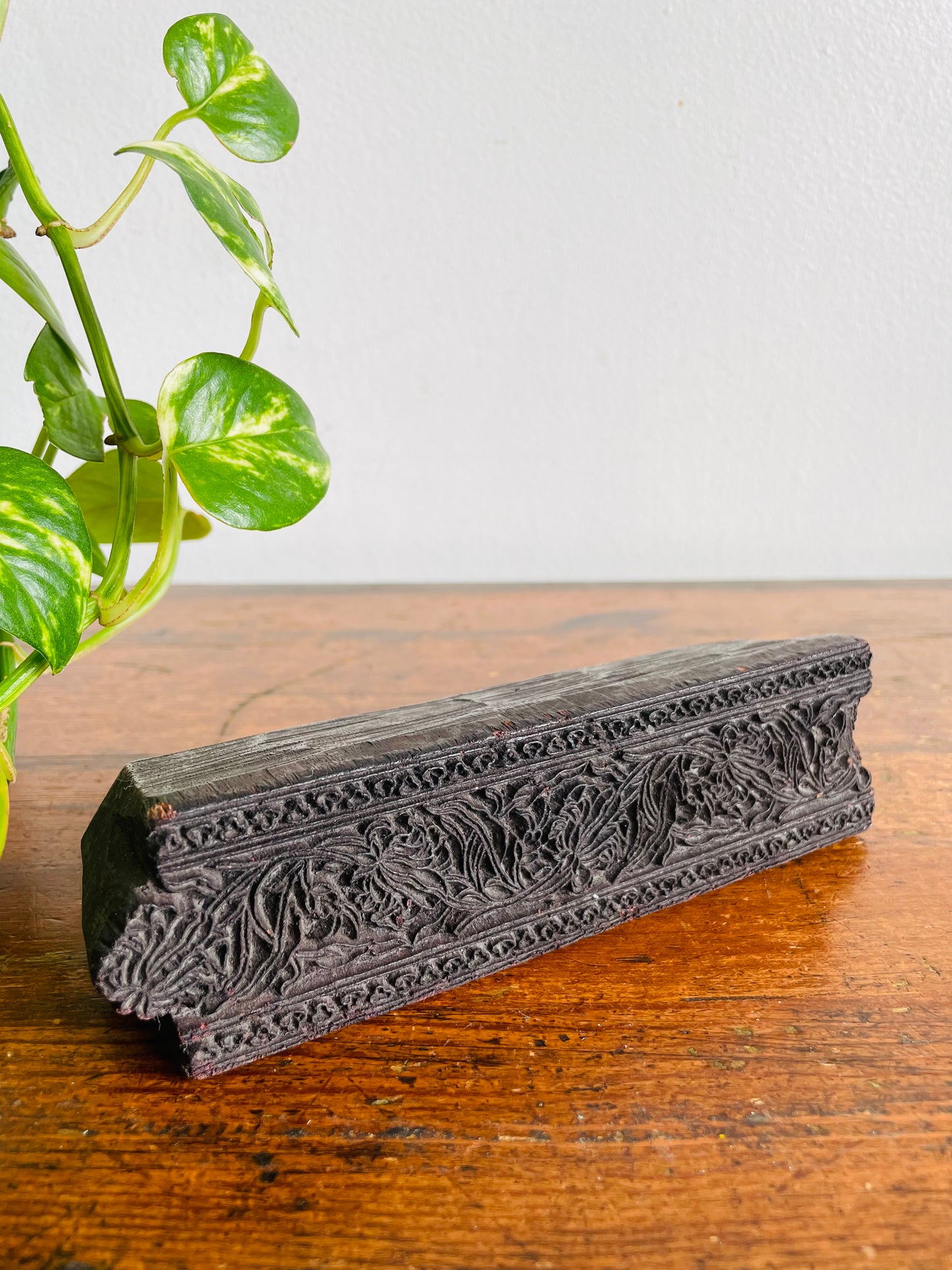 Vintage Indian Hand Carved Wood Textile Printing Block Stamp Bunta