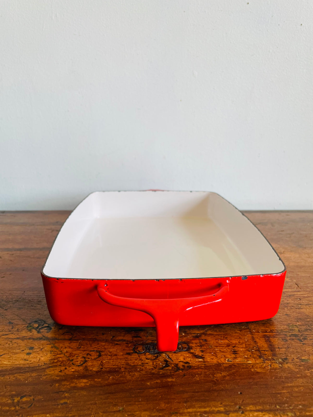 Vintage 1960s Dansk France IHQ Kobenstyle Red Enamelware Casserole / Lasagne Baking Dish - Designed by Jens H. Quistgaard