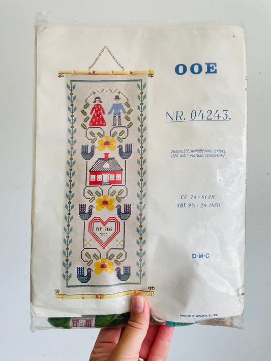Vintage 1970s OOE Oehlenschläger Danish Bell Pull Cross Stitch Embroidery Kit - Model Number 04243 - Scandinavian Style - Made in Denmark