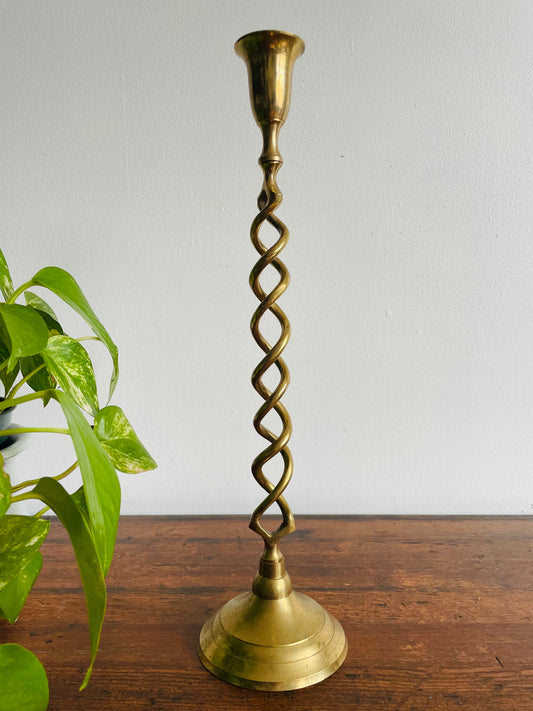 Tall Brass Spiral 15.25" Candle Holder