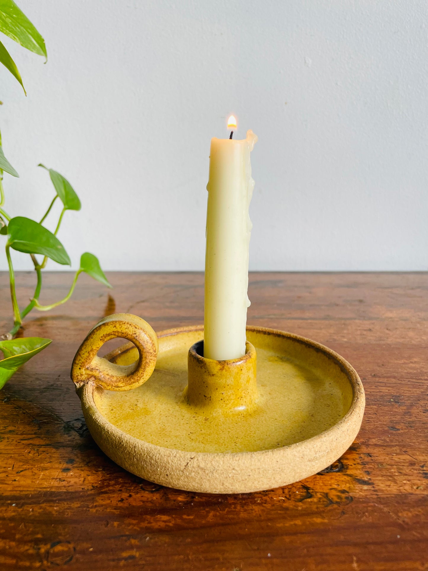 Vintage Studio Art Pottery Chamberstick Candle Holder