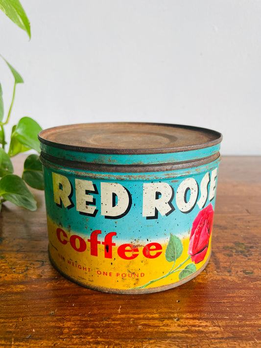 Vintage Red Rose Coffee Tin with Lid - Brooke Bond Canada Limited