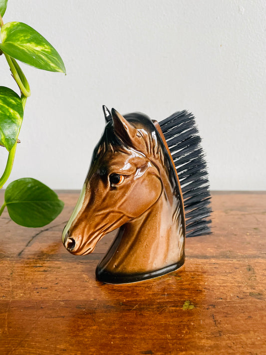 Vintage Ceramic Horse Head Clothes Brush - Equestrian Decor - Made in Japan