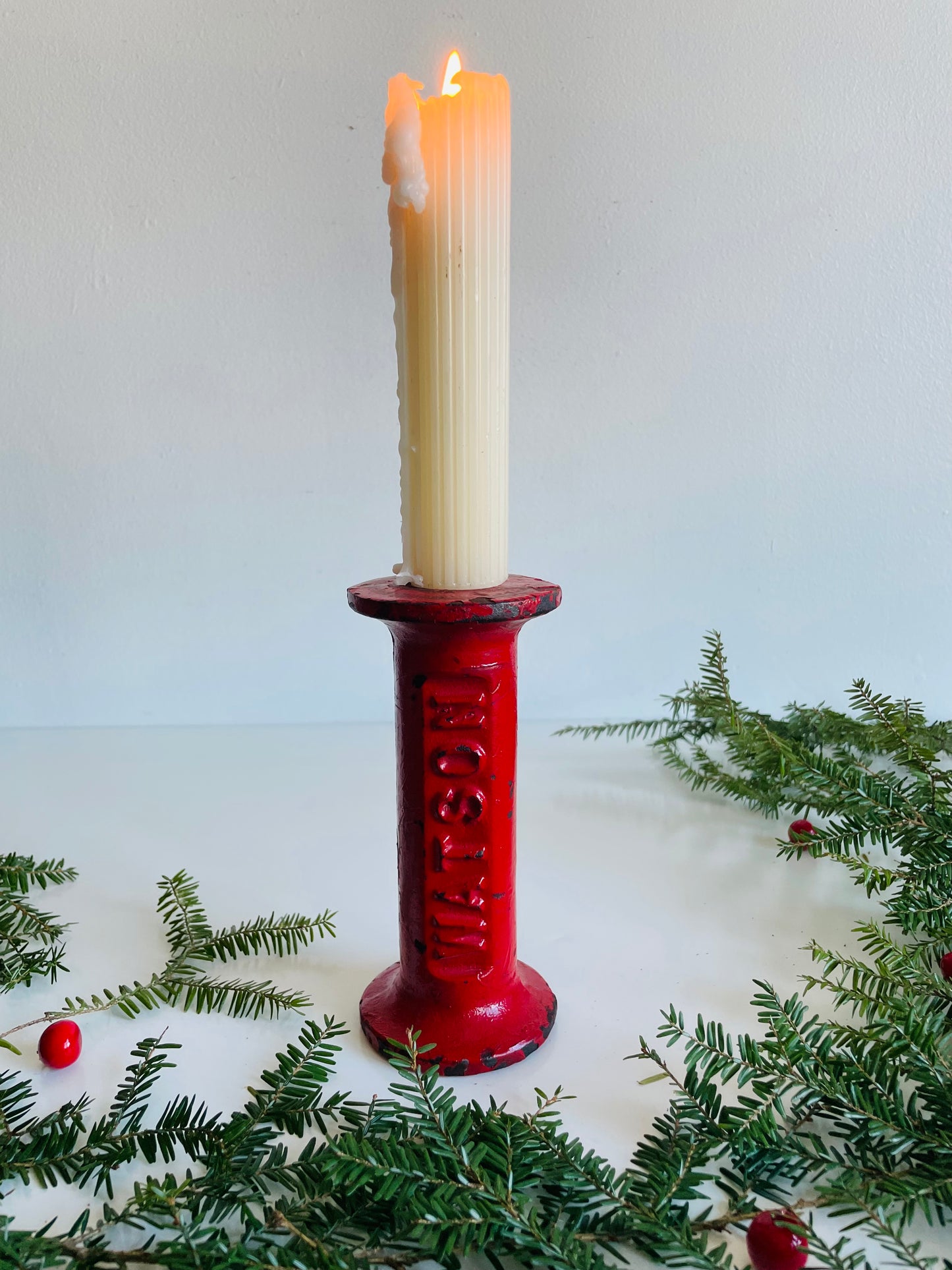Solid & Heavy Red Whipper Watson Dumbbell Weight Handle - Makes a Great Candle Holder!
