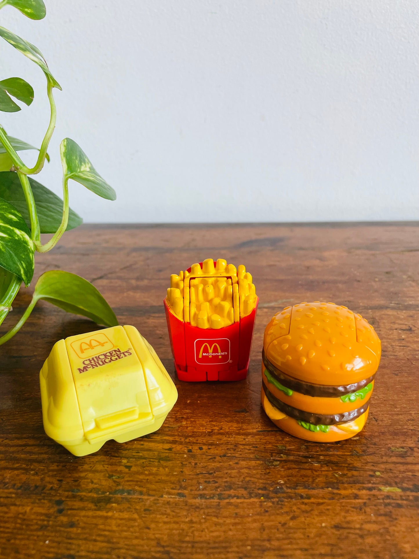 Vintage 1987 McDonald's Happy Meal Toy Bundle #2 - Changeables Transformers - Chicken McNuggets, French Fries & Big Mac - Set of 3