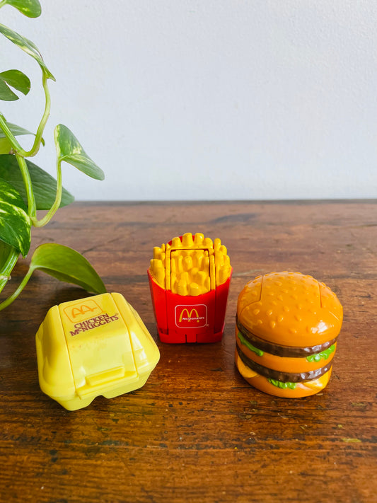 Vintage 1987 McDonald's Happy Meal Toy Bundle #2 - Changeables Transformers - Chicken McNuggets, French Fries & Big Mac - Set of 3