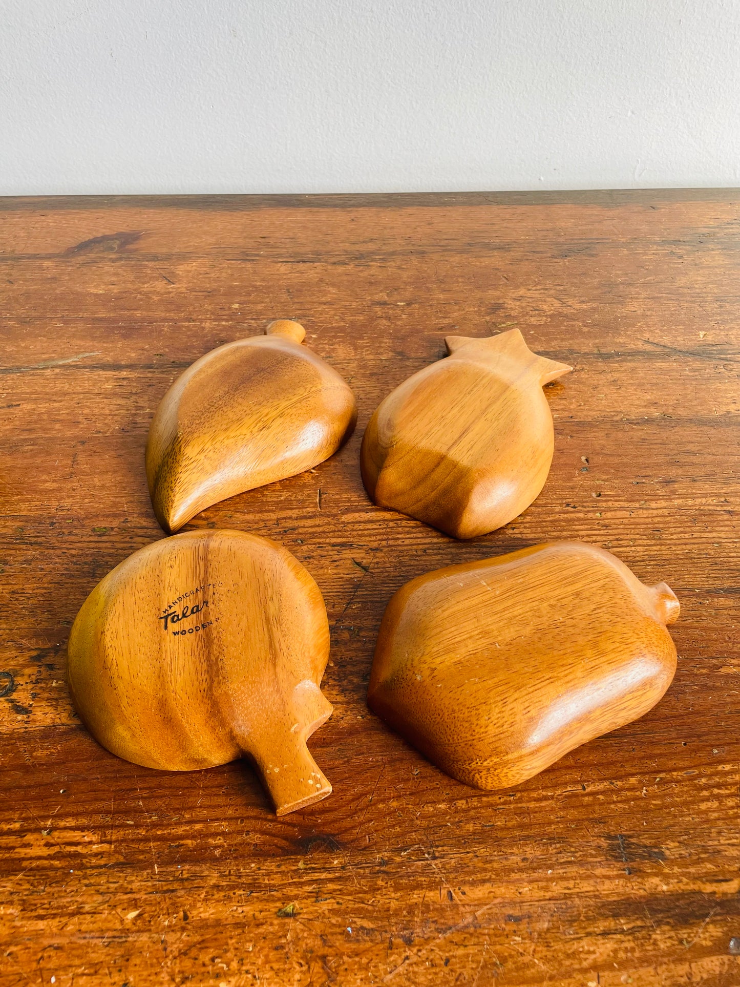 Handcrafted Talarico Fruit & Vegetable Shaped Wooden Bowls - Set of 4