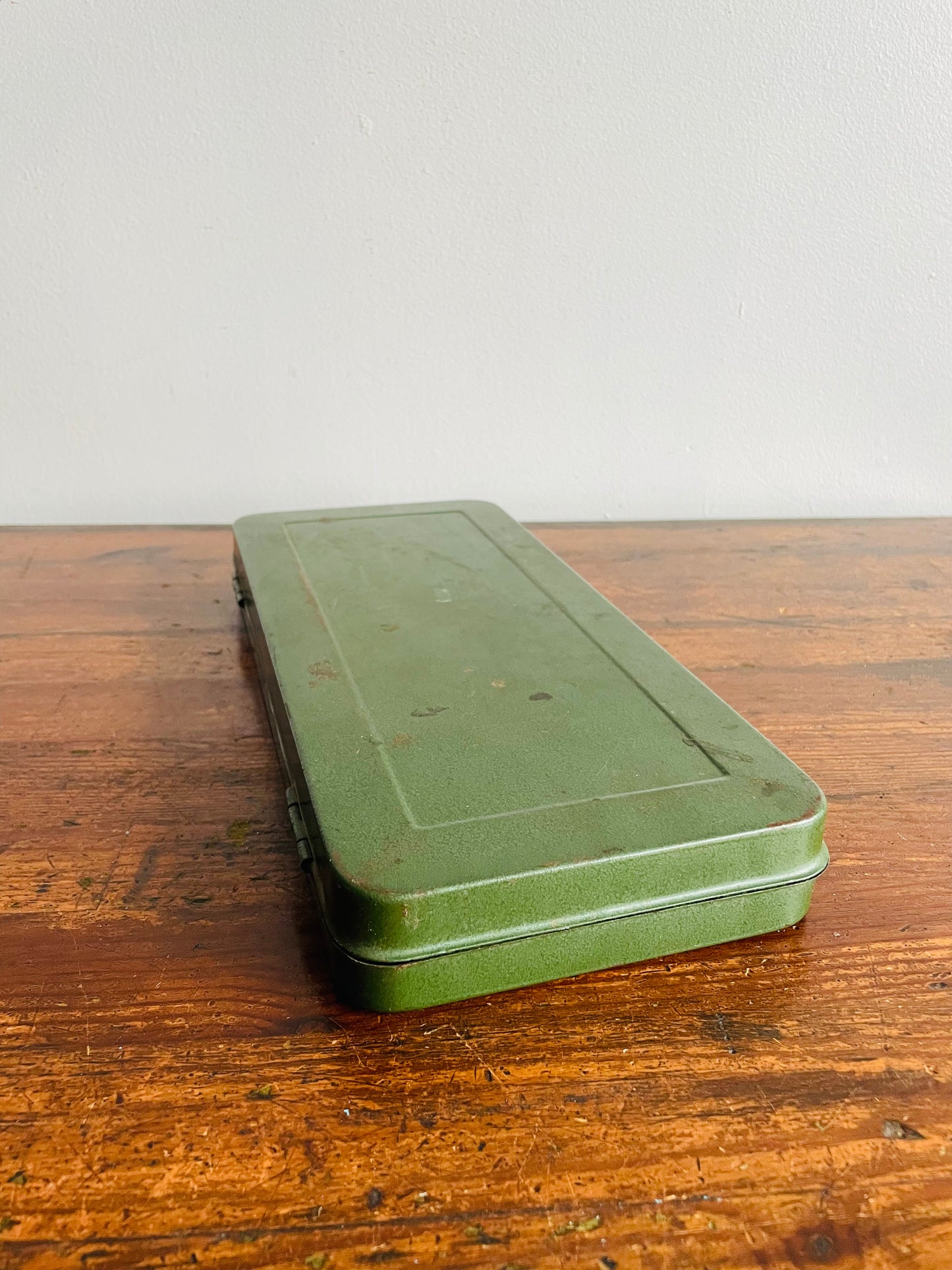 Slim Green Metal Tool Case - Originally Intended for a 40 pc. Socket Wrench Set - Made in Taiwan