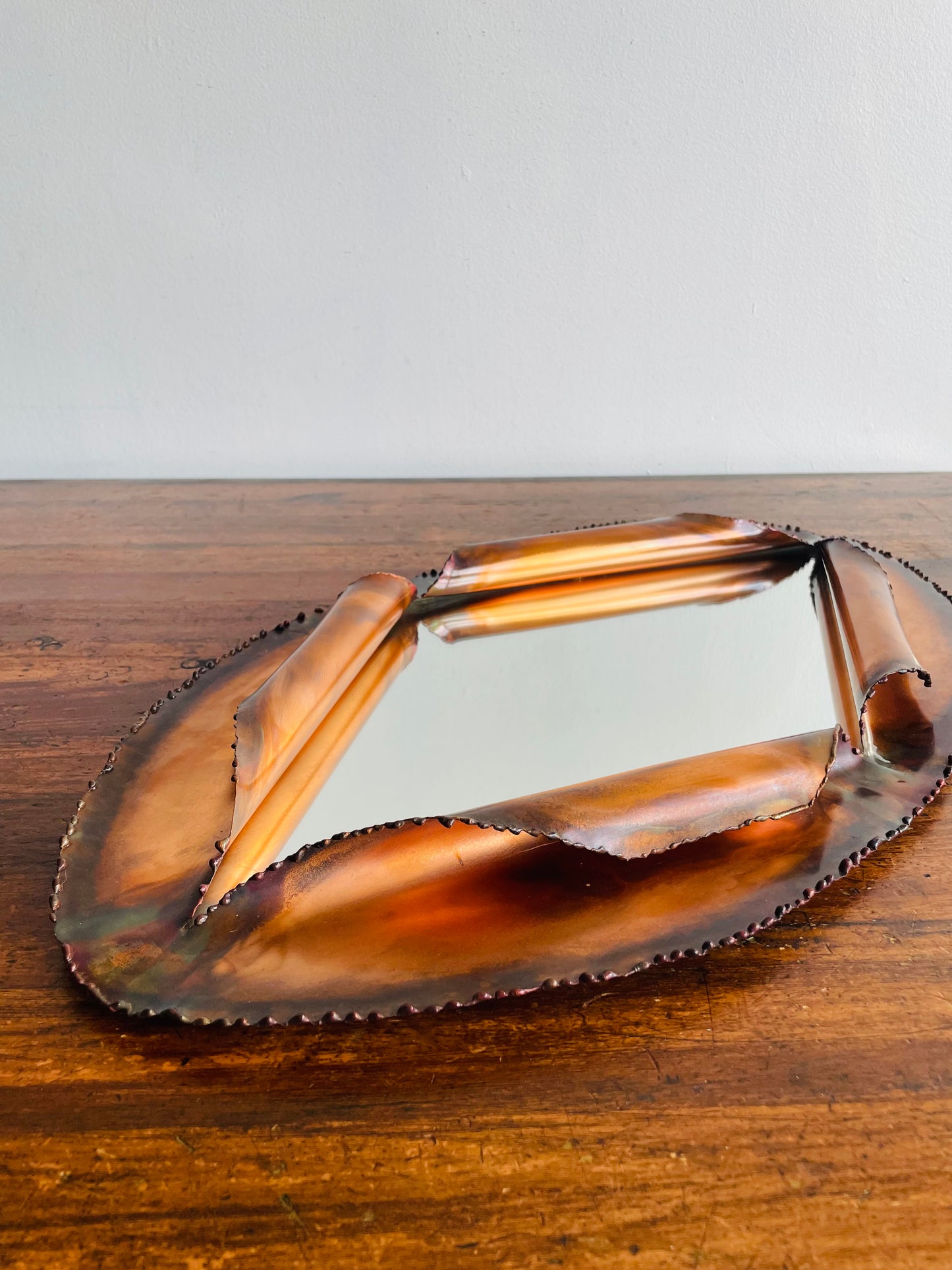 Brutalist Style Wall Mount Copper Mirror