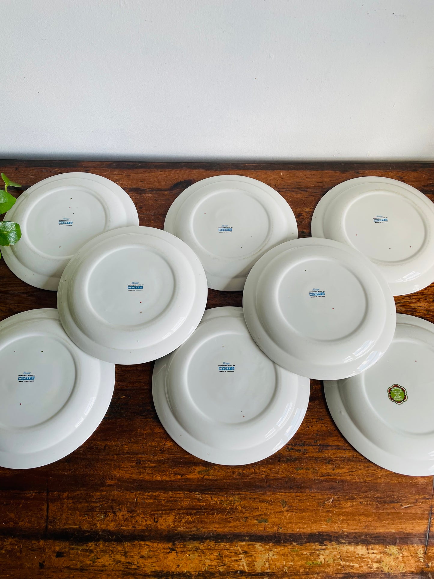 Vintage 10" Dinner Plates with Groovy Orange, Yellow & Green Flower Power Pattern - Set of 8 -  Made in England