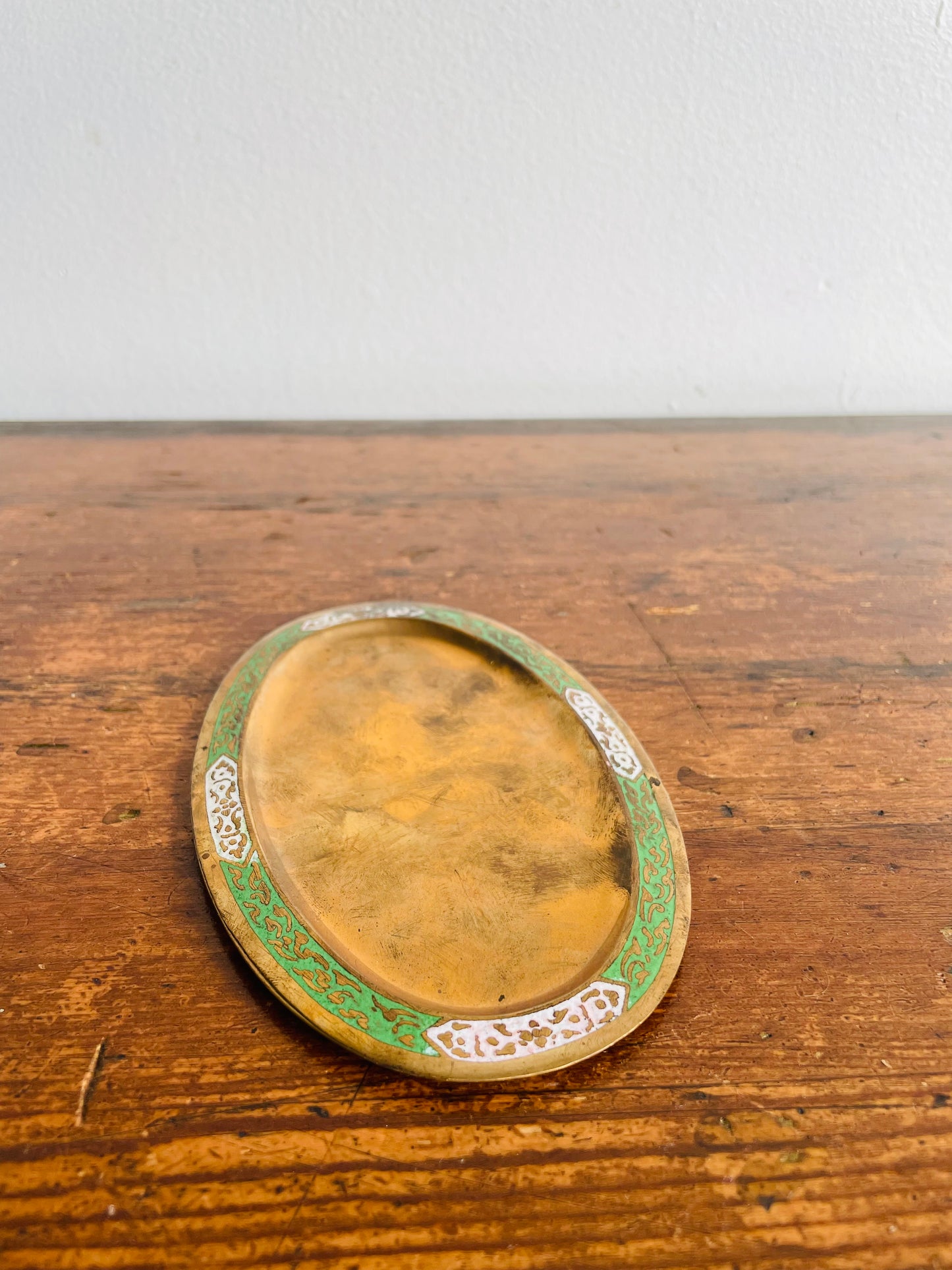 Brass & Enamel Table Set - Salt Shaker, Pepper Shaker, Toothpick Holder & Tray - Set of 4 Pieces