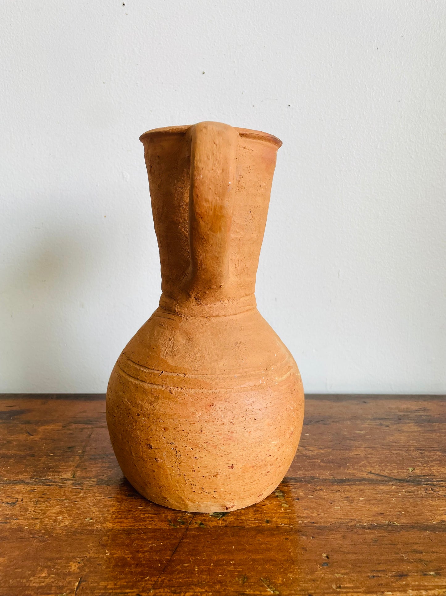 Vintage Rustic Earthenware Terracotta Clay Pitcher Jug Amphora Vase with Two Handles