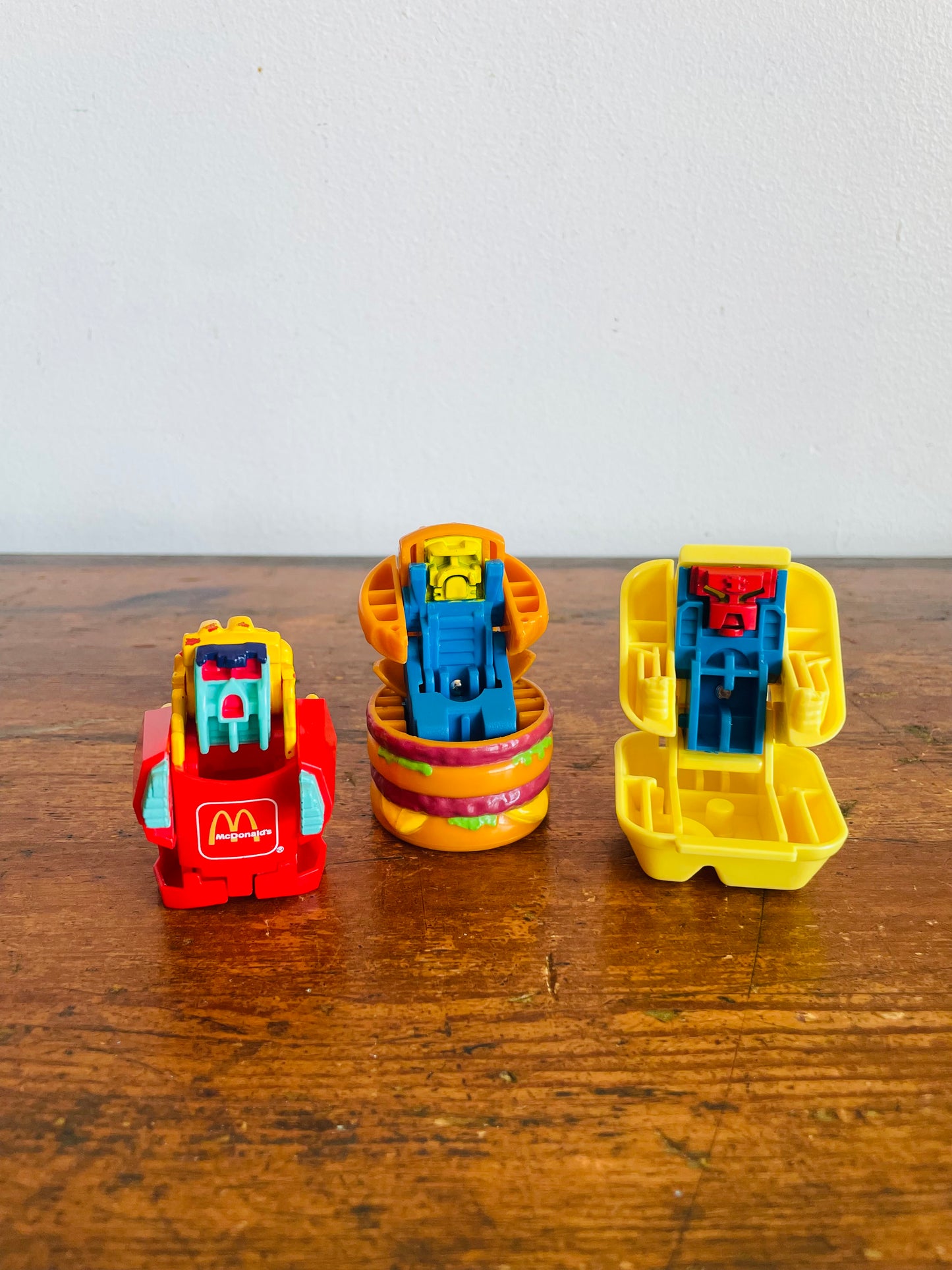 Vintage 1987 McDonald's Happy Meal Toy Bundle #1 - Changeables Transformers - Chicken McNuggets, French Fries & Big Mac - Set of 3