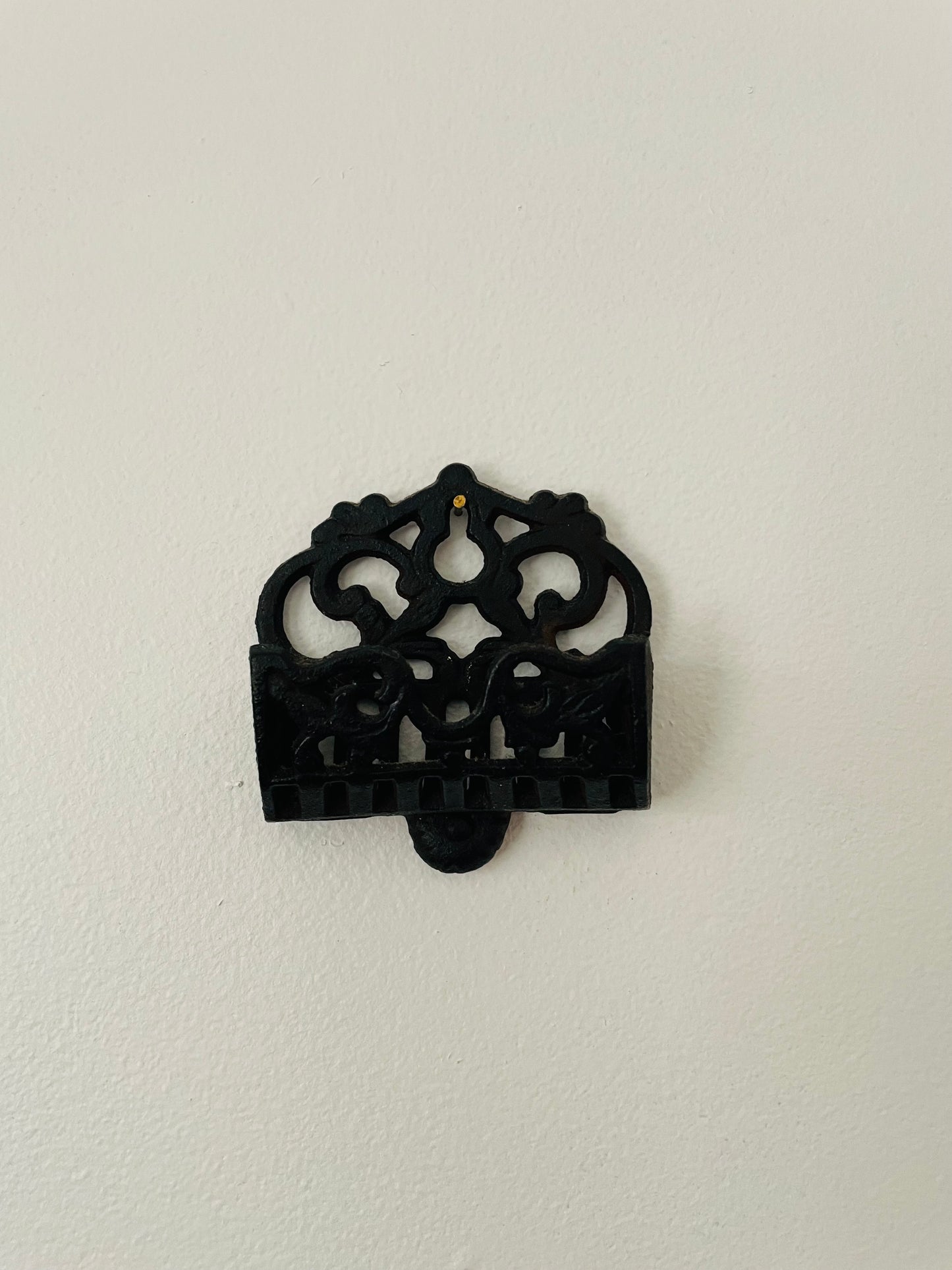 Wall Mount Black Cast Iron Match Holder