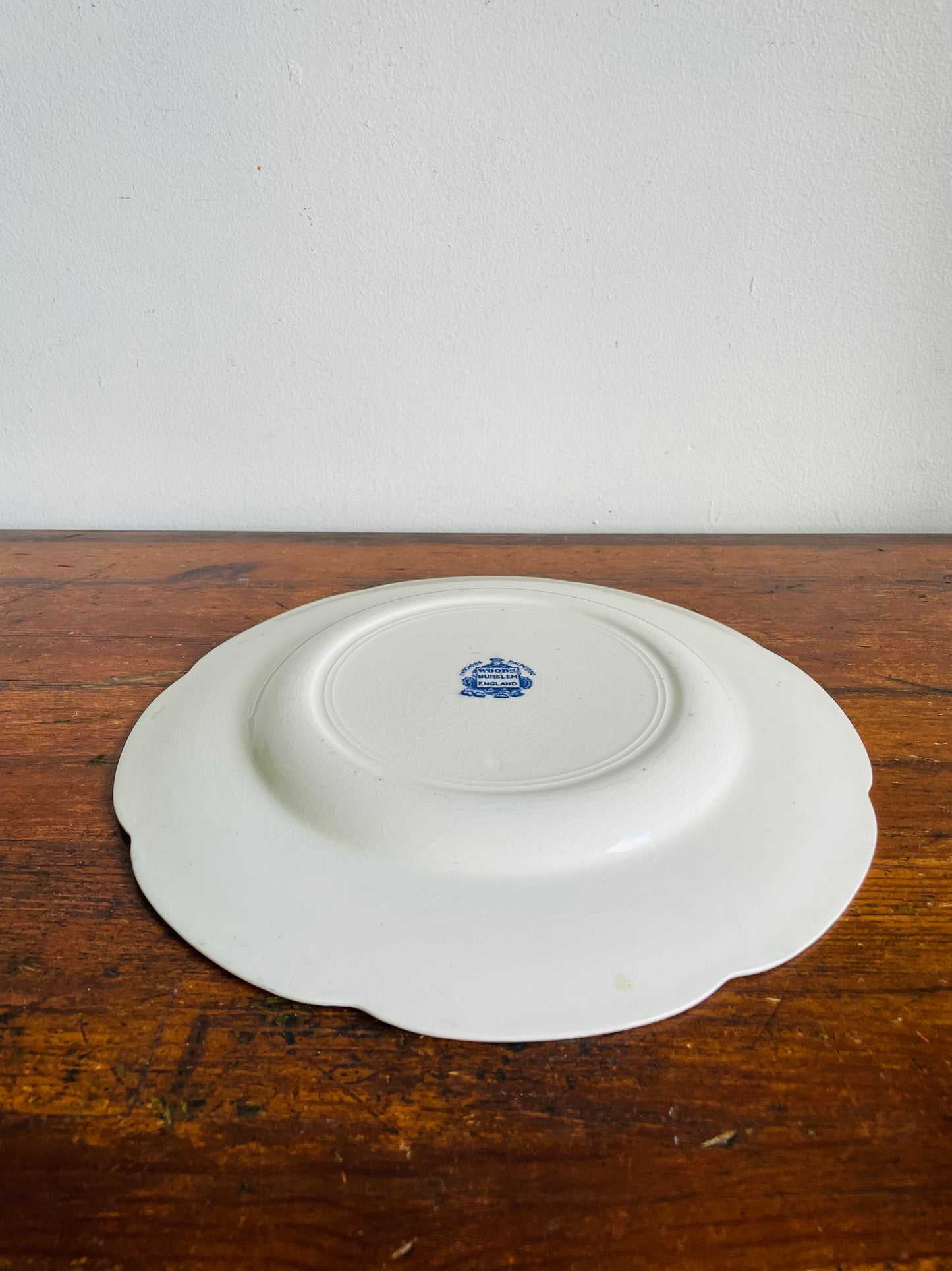 Vintage Wood's Burslem England Cobalt Blue Transferware 10.75" Turkey Plate