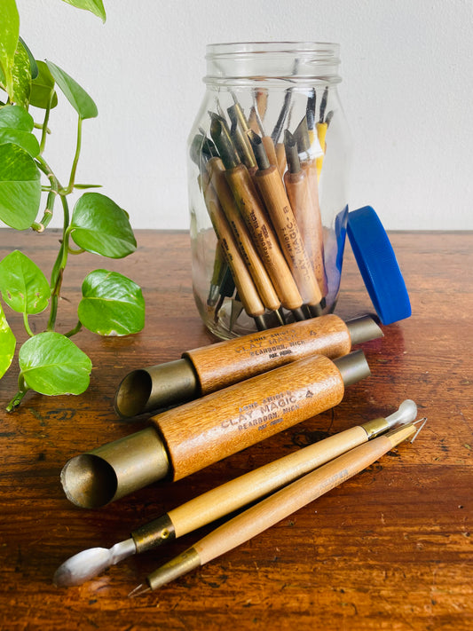 Vintage Collection of Clay Pottery Tools - Anne Amiot's Clay Magic, KemperTools, Etc. - Ceramics, Sculpting - Set of 22 Pieces