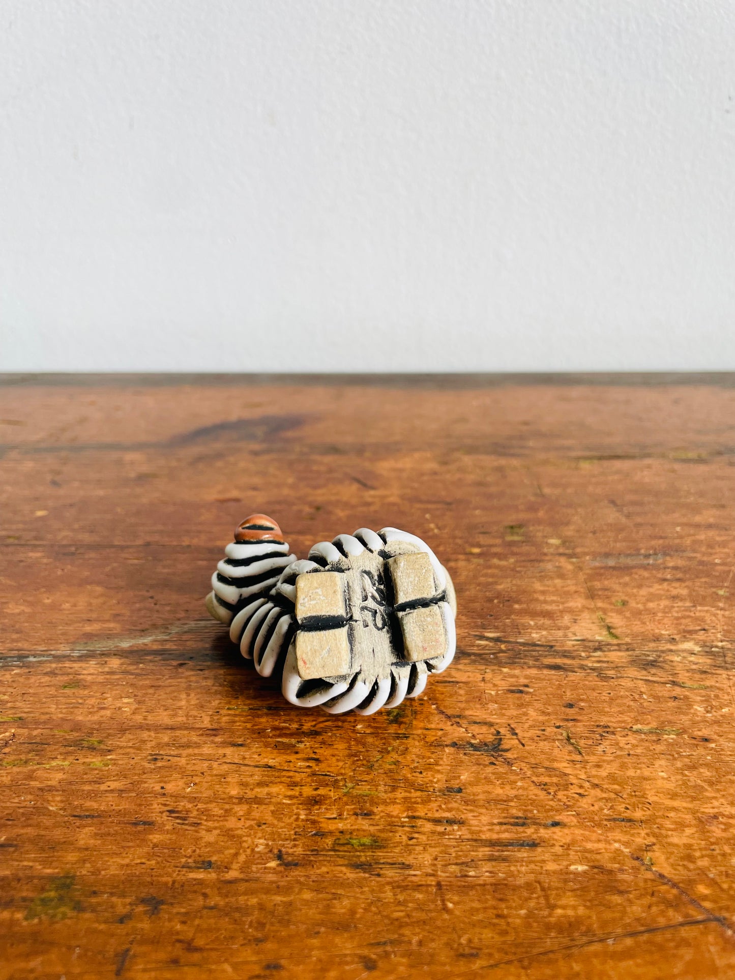 Vintage Artesania Rinconada Uruguay Pottery Zebra Baby Figurine #48A