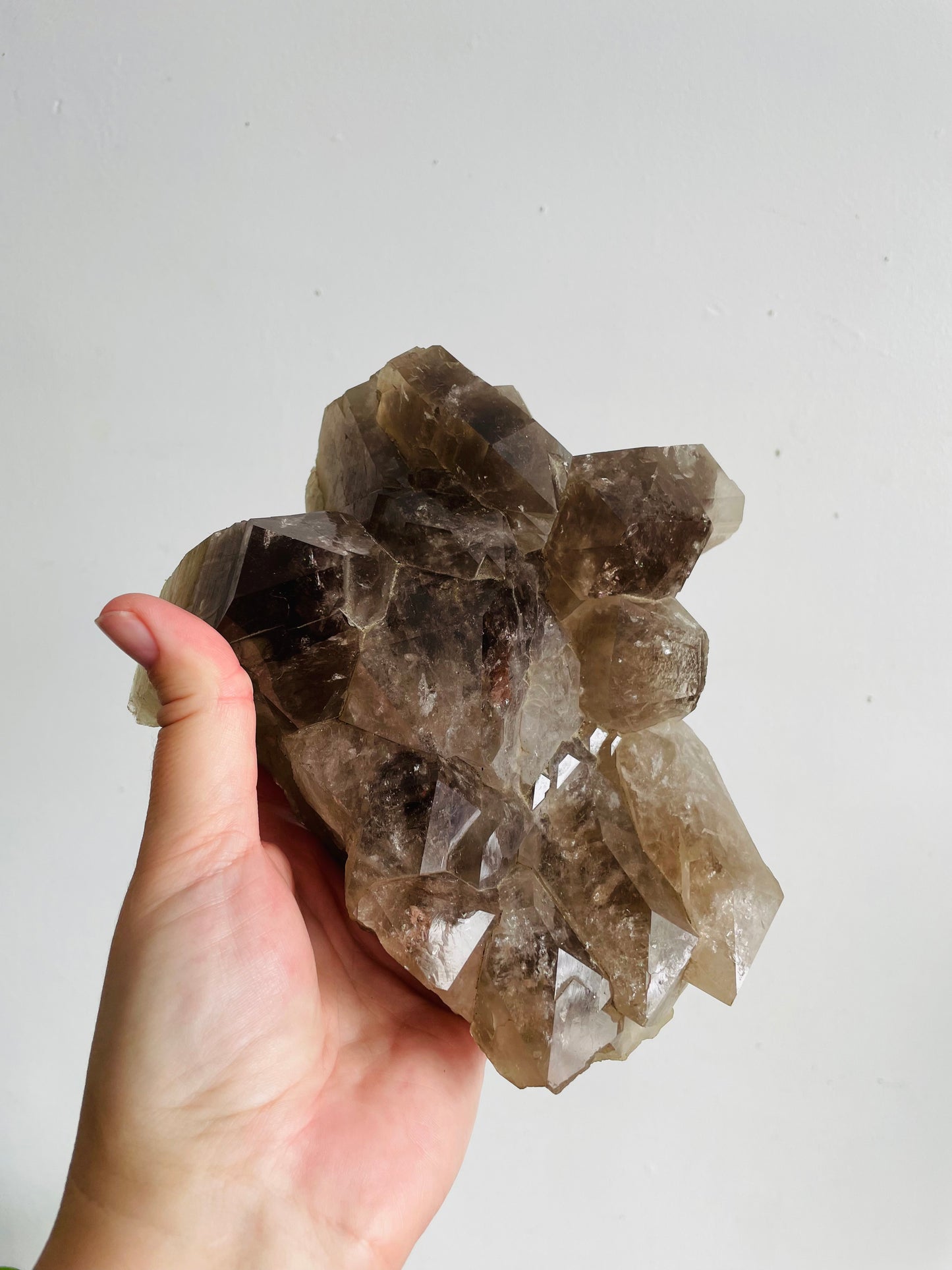 Vintage Large & Heavy 4.22 Pound Smoky Quartz Crystal Cluster - Gemstone Rock with Jagged Points