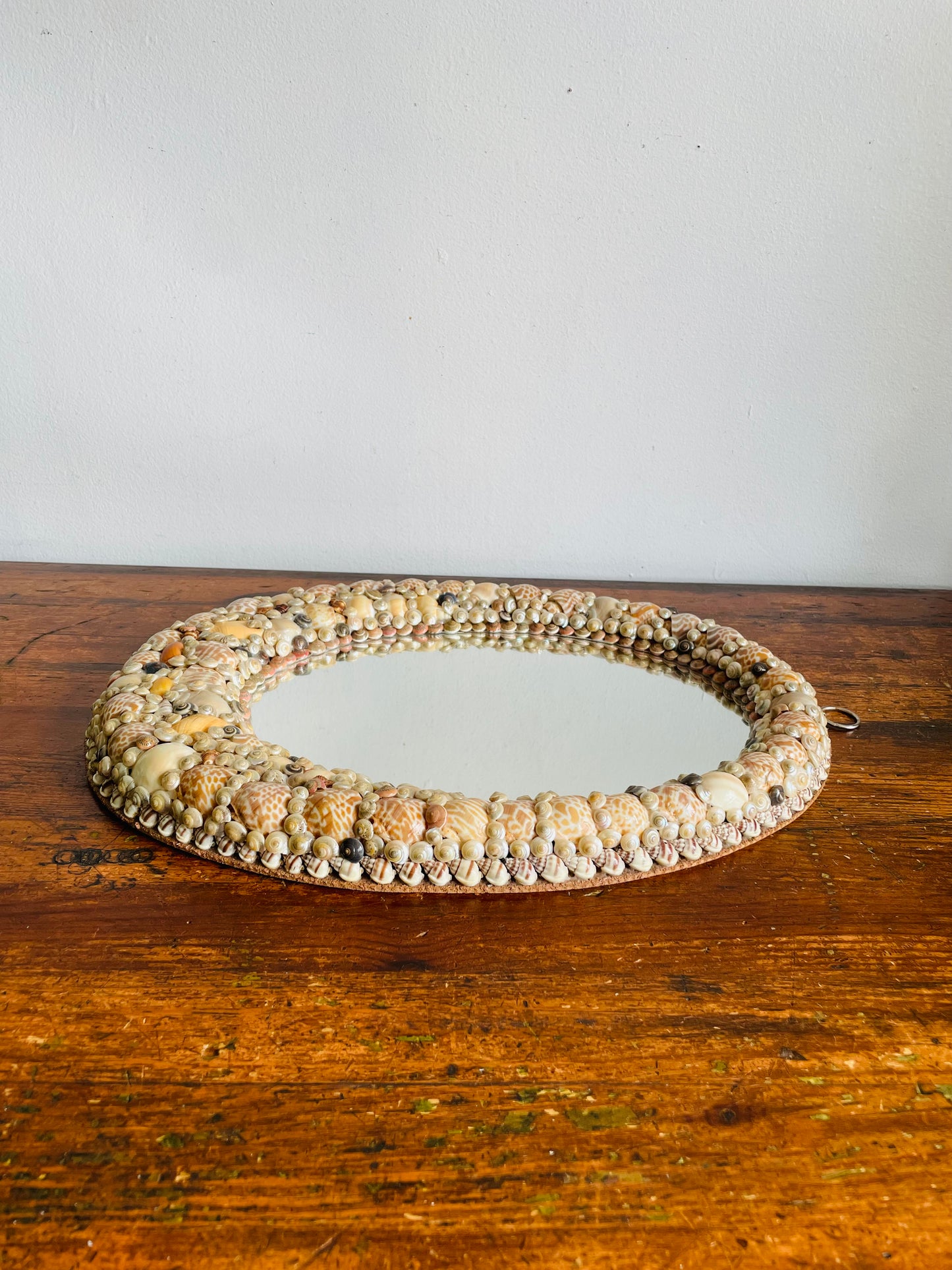 Vintage Handmade Oval Seashell Mirror - No Shipping