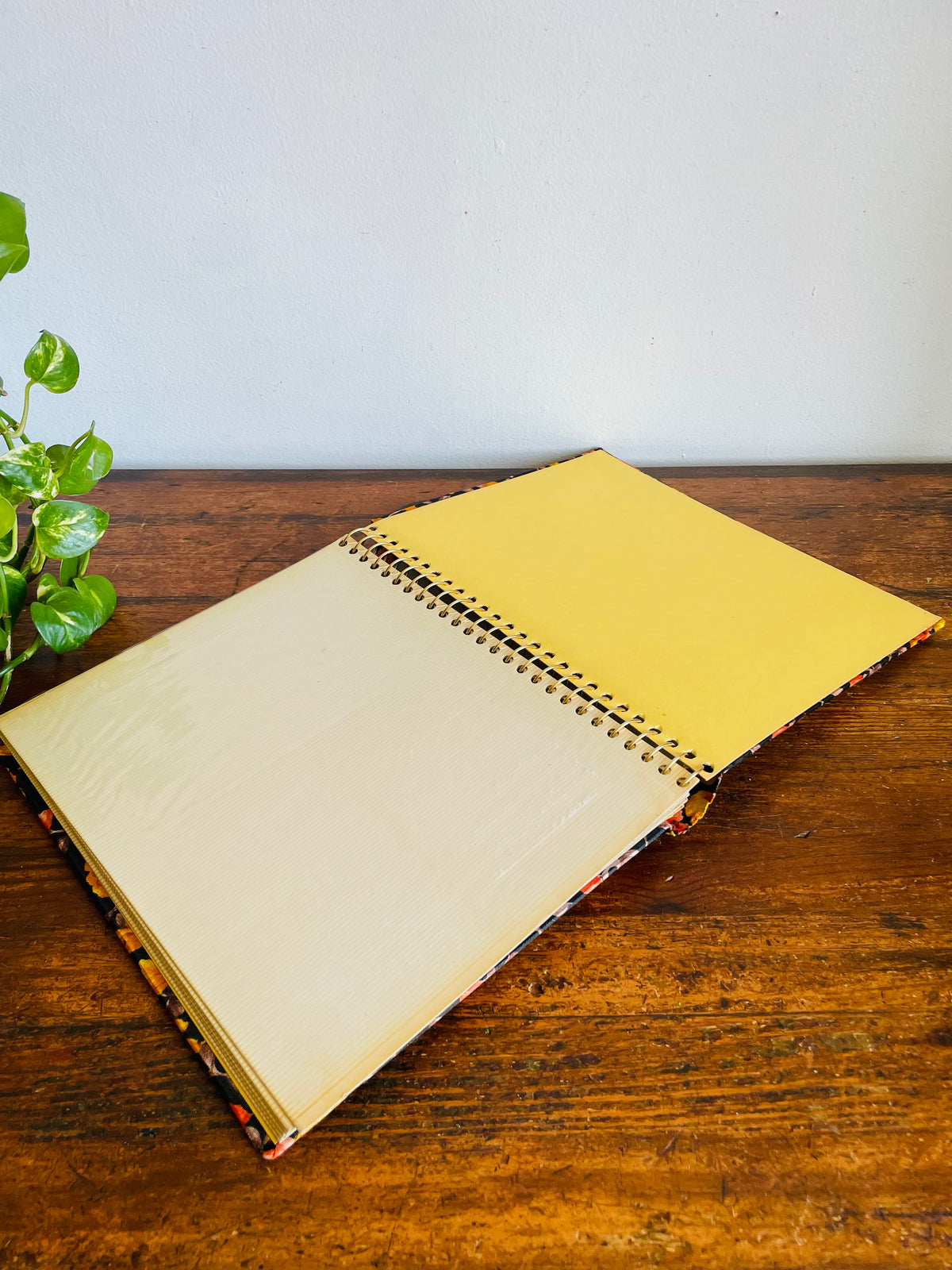 Vintage Groovy Floral Photo Album Scrapbook With Brown, Orange & Yellow Flower Design Fabric Cover