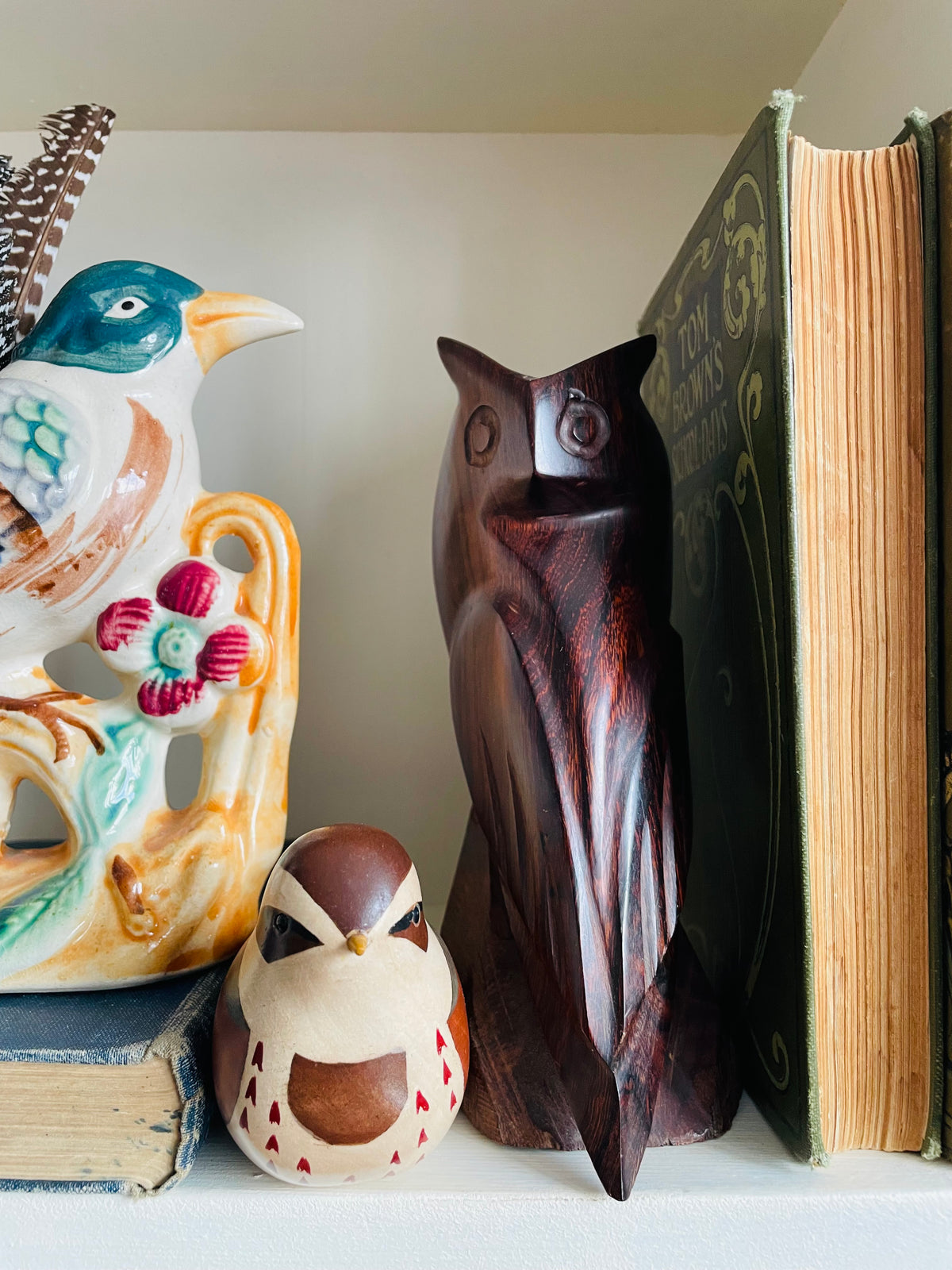 Vintage Hand-Carved Ironwood Owl Statue Figurine