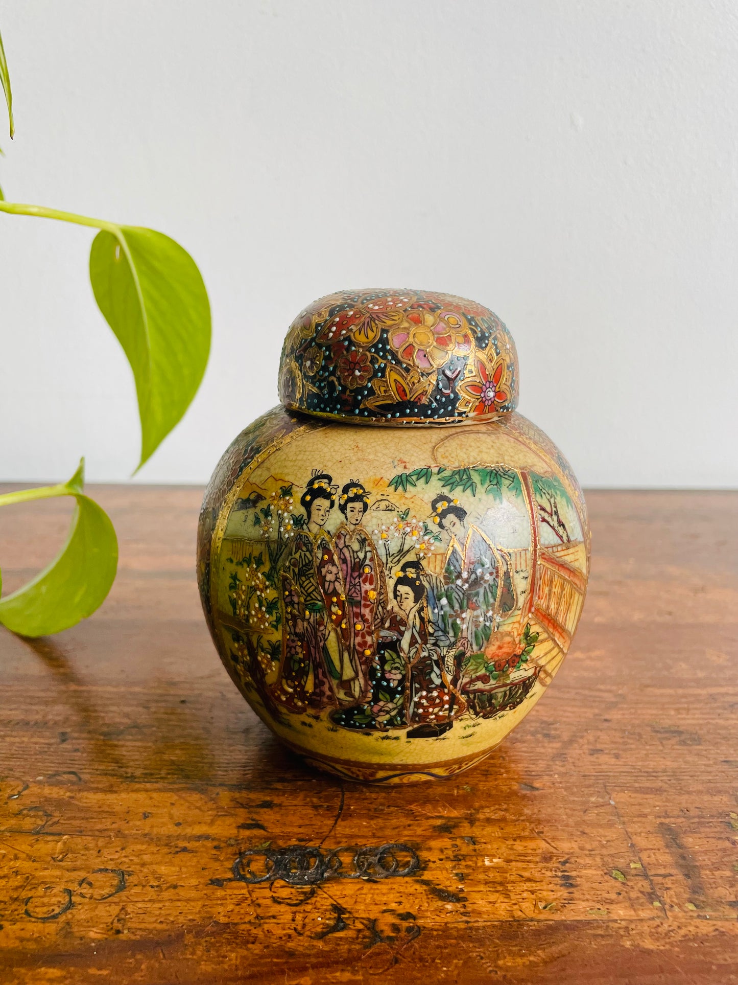 Gorgeous Japanese Satsuma Jar with Lid