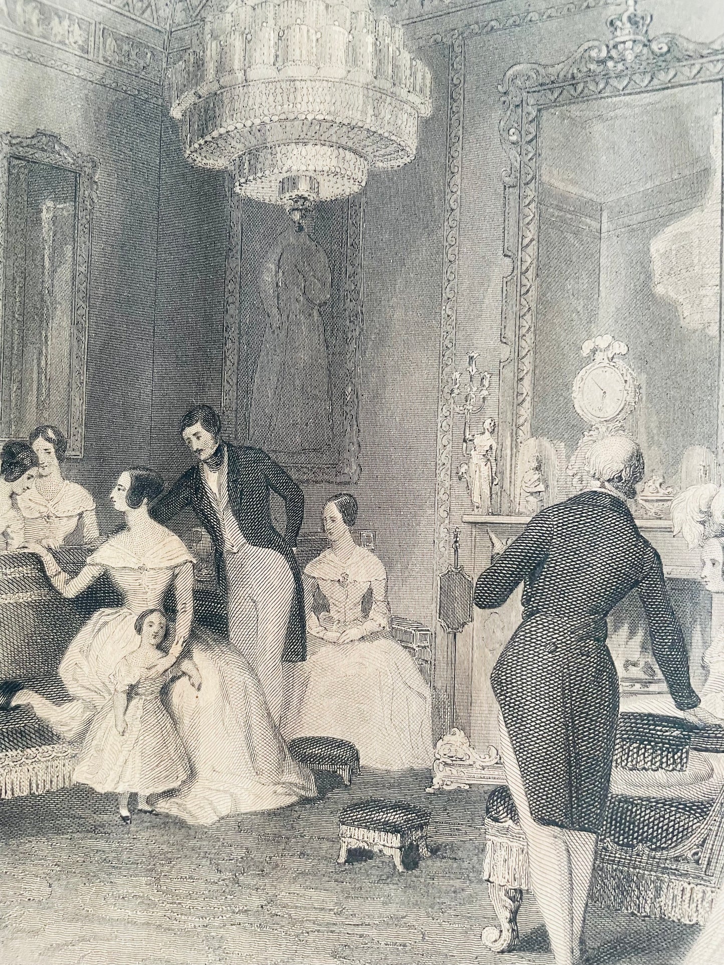 Albert & Victoria Buckingham Palace The Yellow Drawing Room Lithograph Print Picture