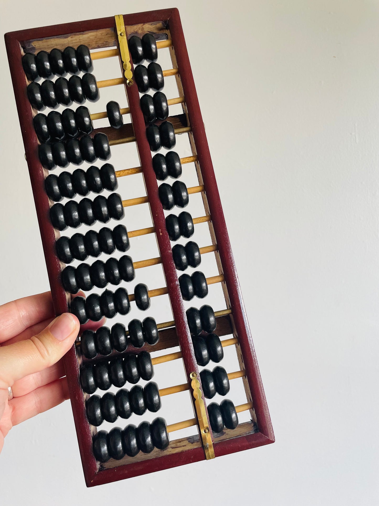 Wood Abacus Counting Beads with Frame & Brass Hardware