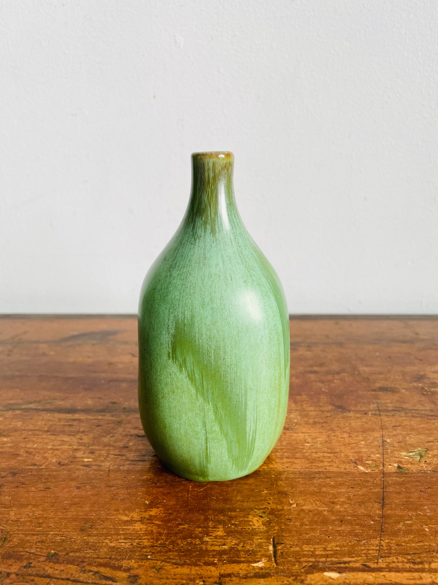 Vintage Mid-Century Modern Huronia Pottery Ltd. Acid Green Glazed Bud Vase - Made in Canada