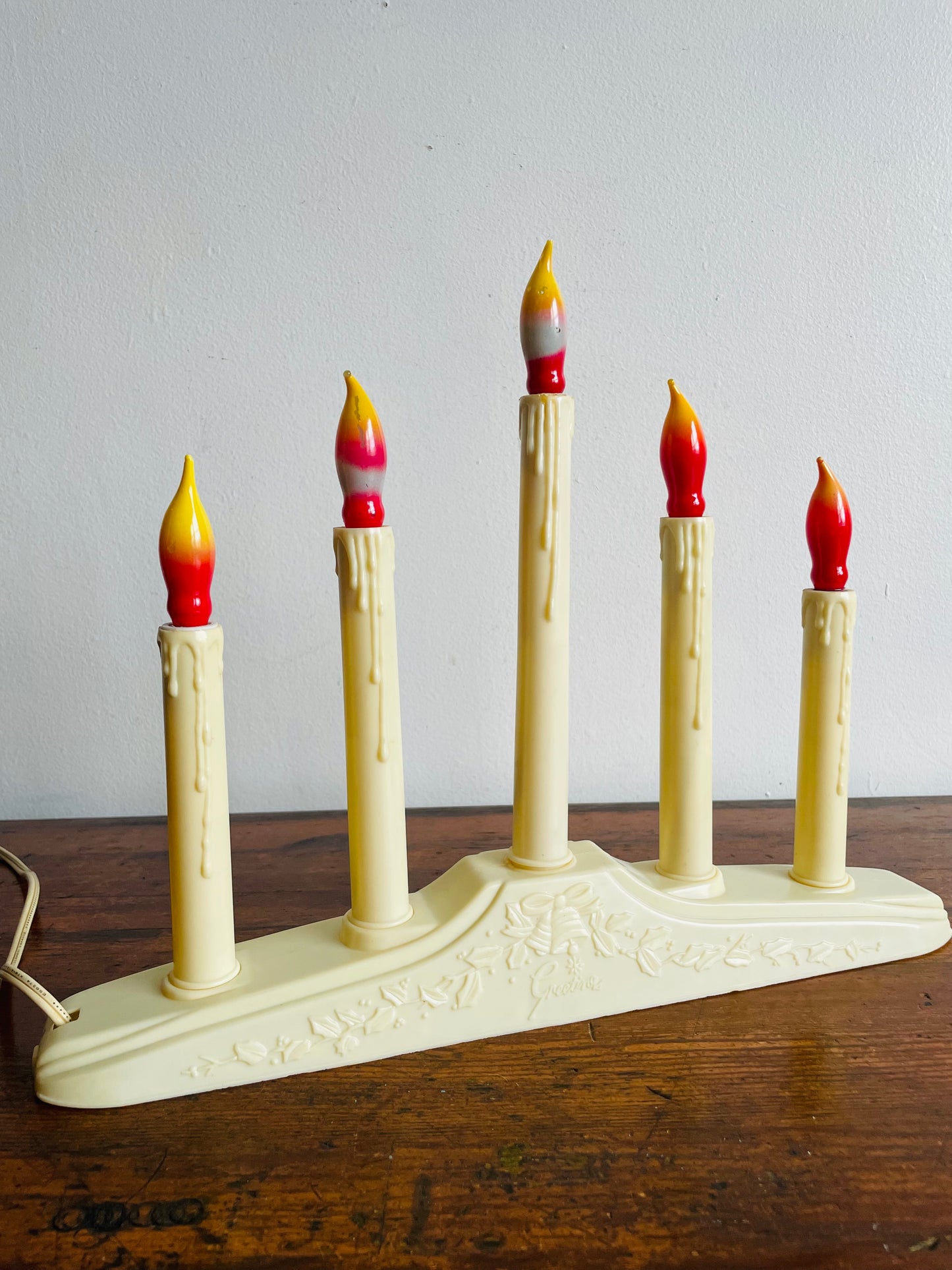 Christmas Window Candolier Electric Five Branch Candle with Red Flames