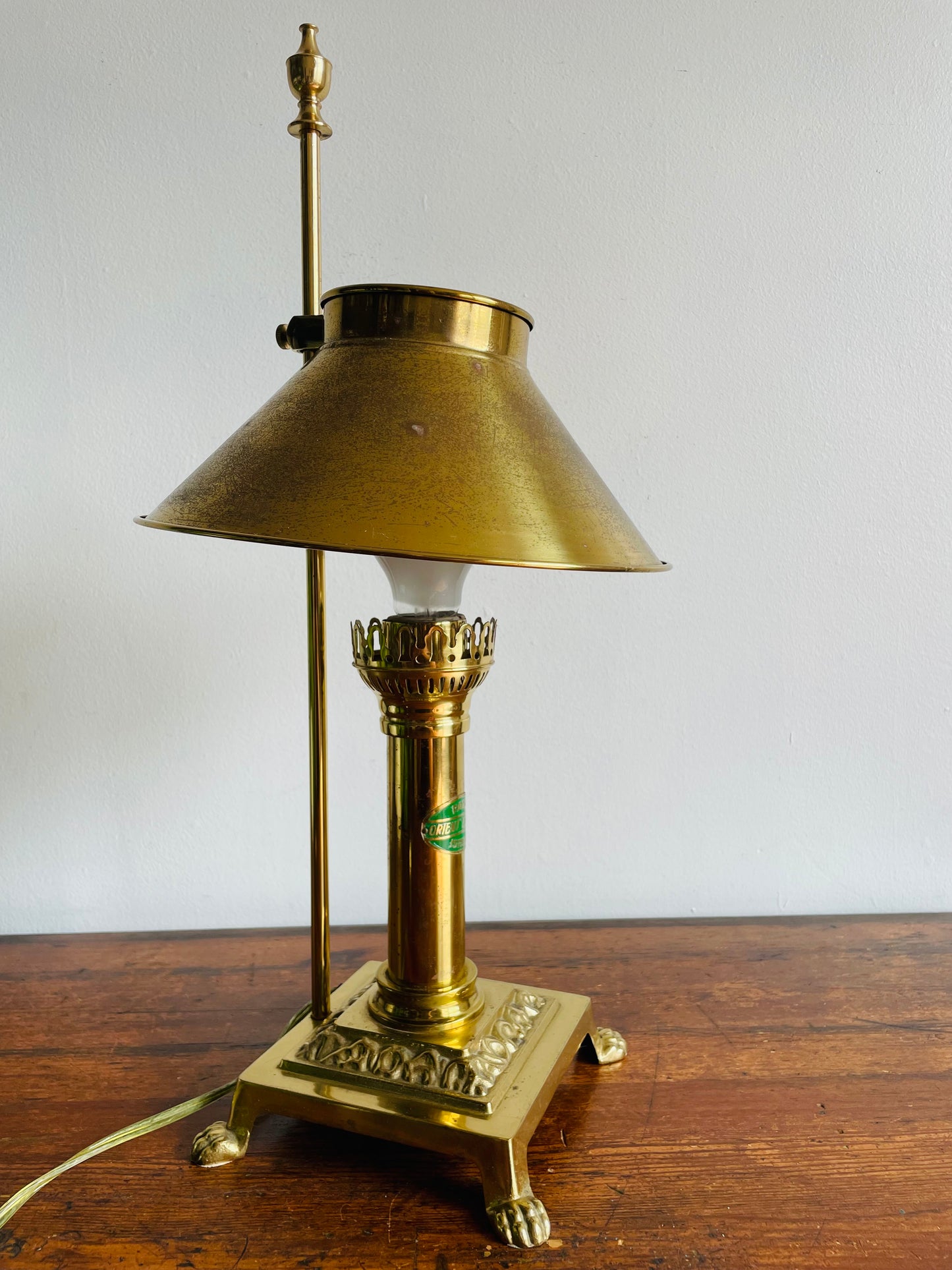 Solid Brass Orient Express Paris-Istanbul Table Lamp - Shade Can Adjust to Preferred Height