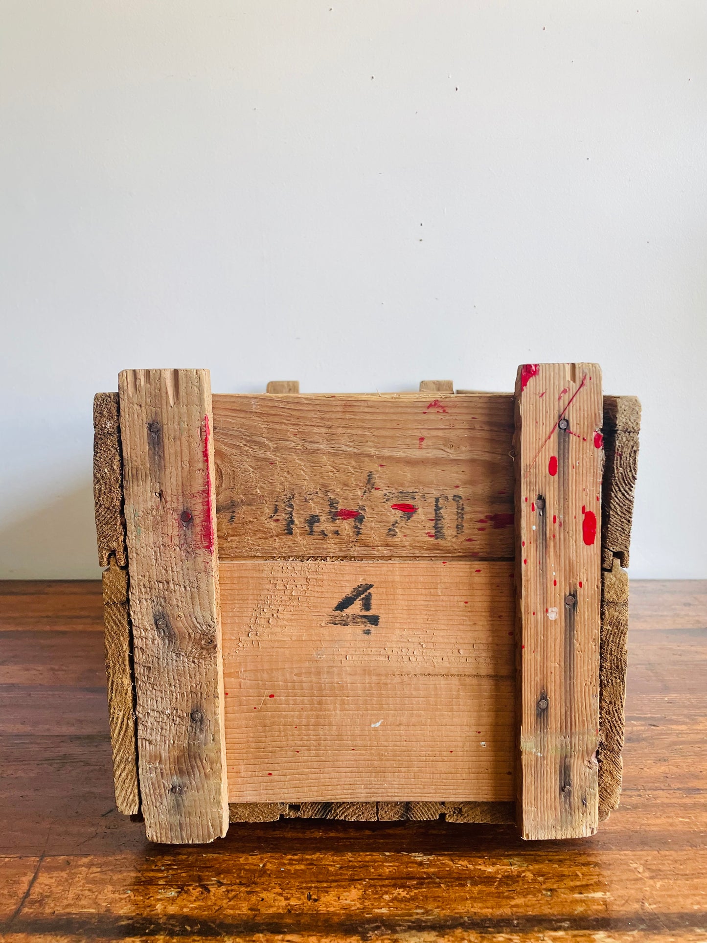 Vintage Large Wood Military Storage Crate with German Stencilled Writing - "Handfeuerwaffen Munition" (Handgun Ammunition)