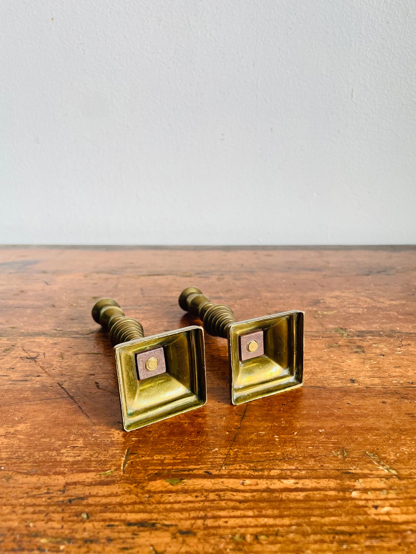 Vintage Miniature Brass Candlesticks - Set of Two