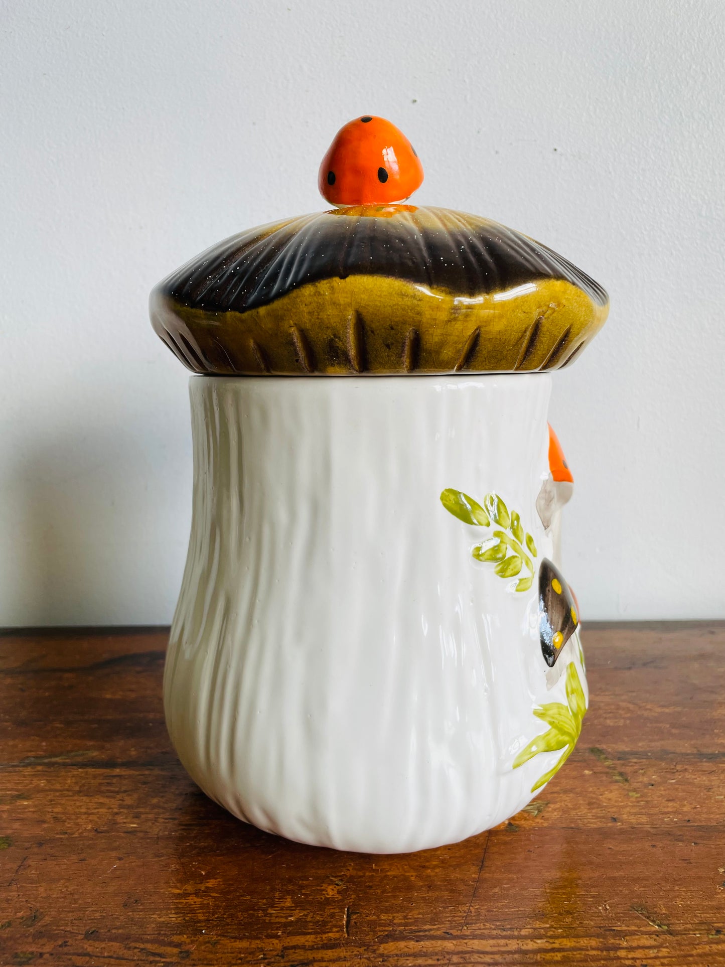Vintage Large Laurentian Pottery Merry Mushroom Kitchen Canister Jar with Lid #2 - Made in Canada