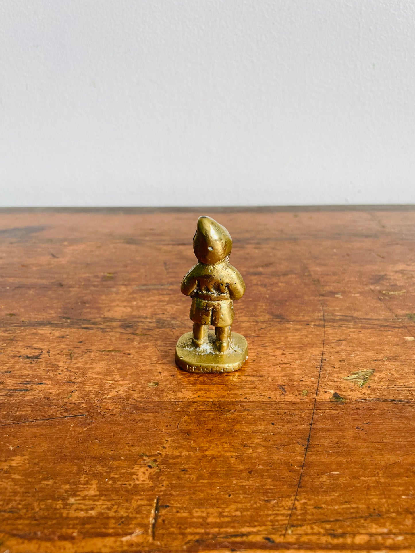 Vintage Mini Solid Brass Irish Leprechaun Statue Figurine