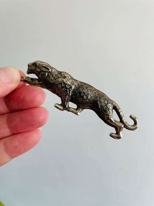 Prowling Spotted Leopard or Jaguar Brooch Pin