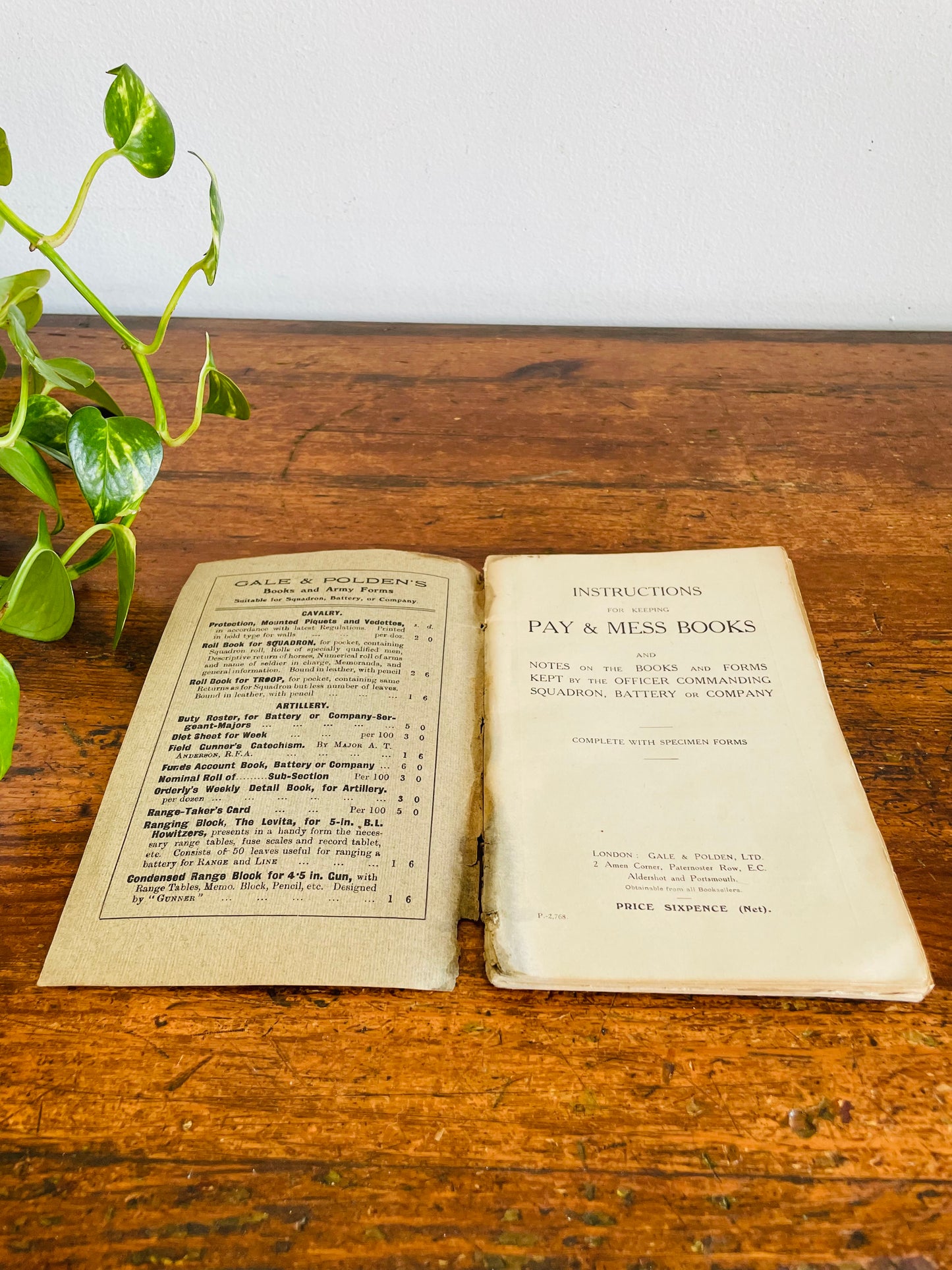 Antique WW1 Instructions for Keeping Pay & Mess Complete with Specimen Forms Paperback Book - Officer Commanding Squadron, Battery or Company
