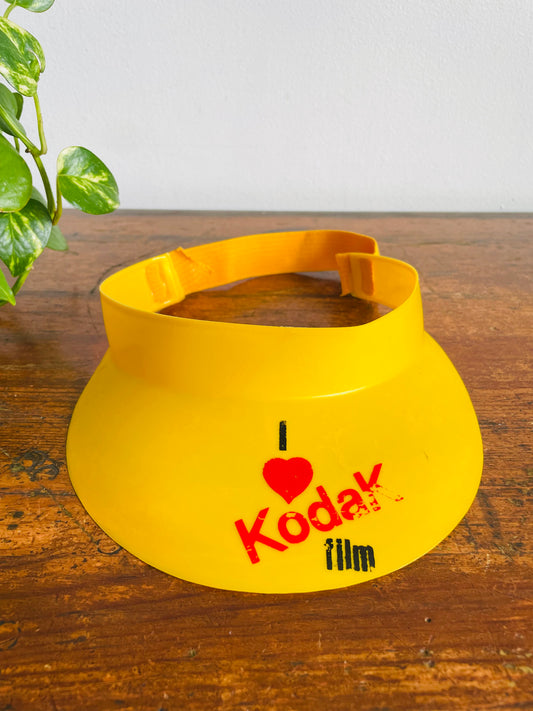 Vintage Bright Yellow I Love Kodak Film Plastic Sun Visor Hat - Made in Venezuela - For the Camera & Photography Lover!